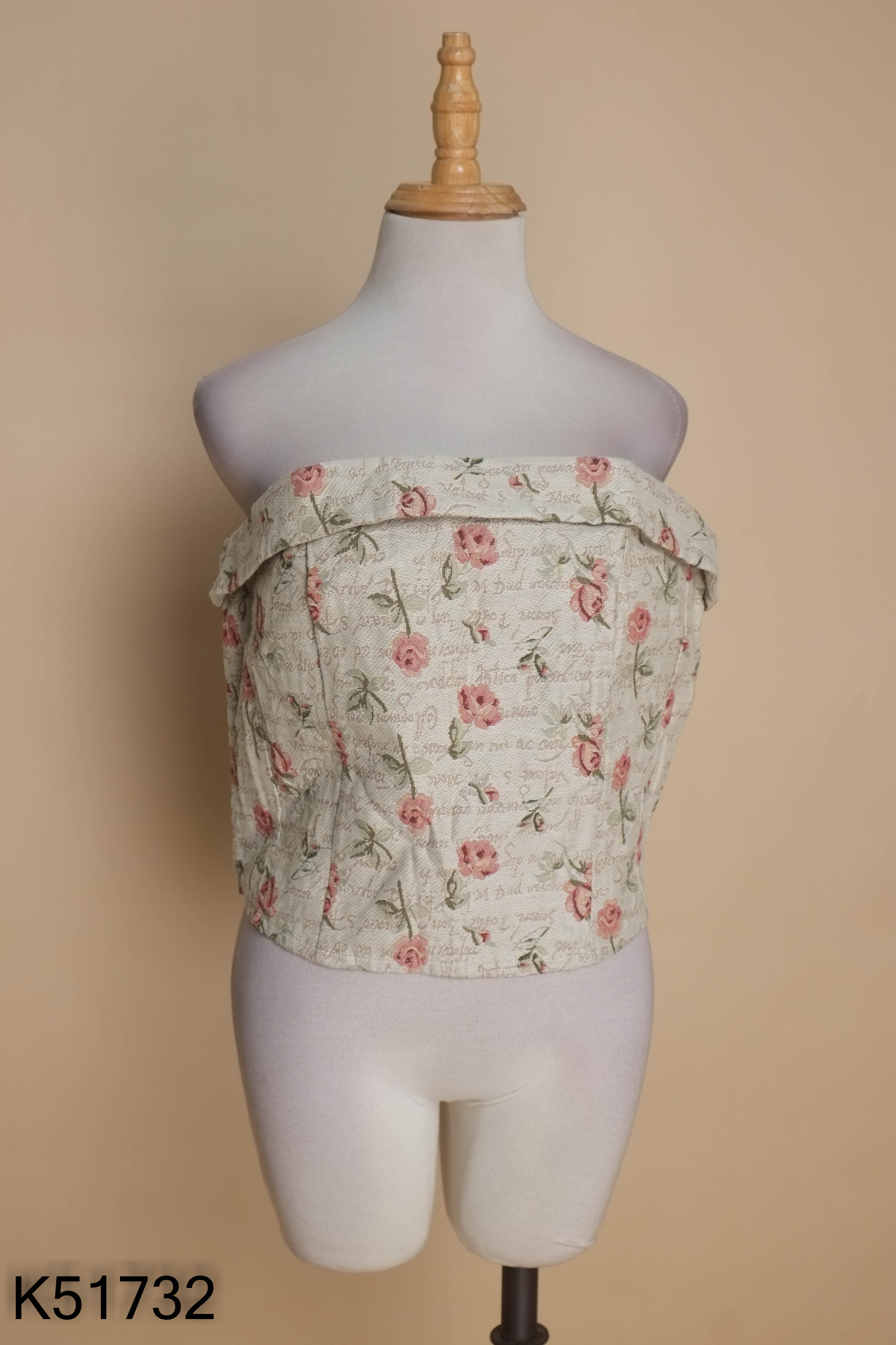 Áo nâu croptop LOVITO thêu hoa