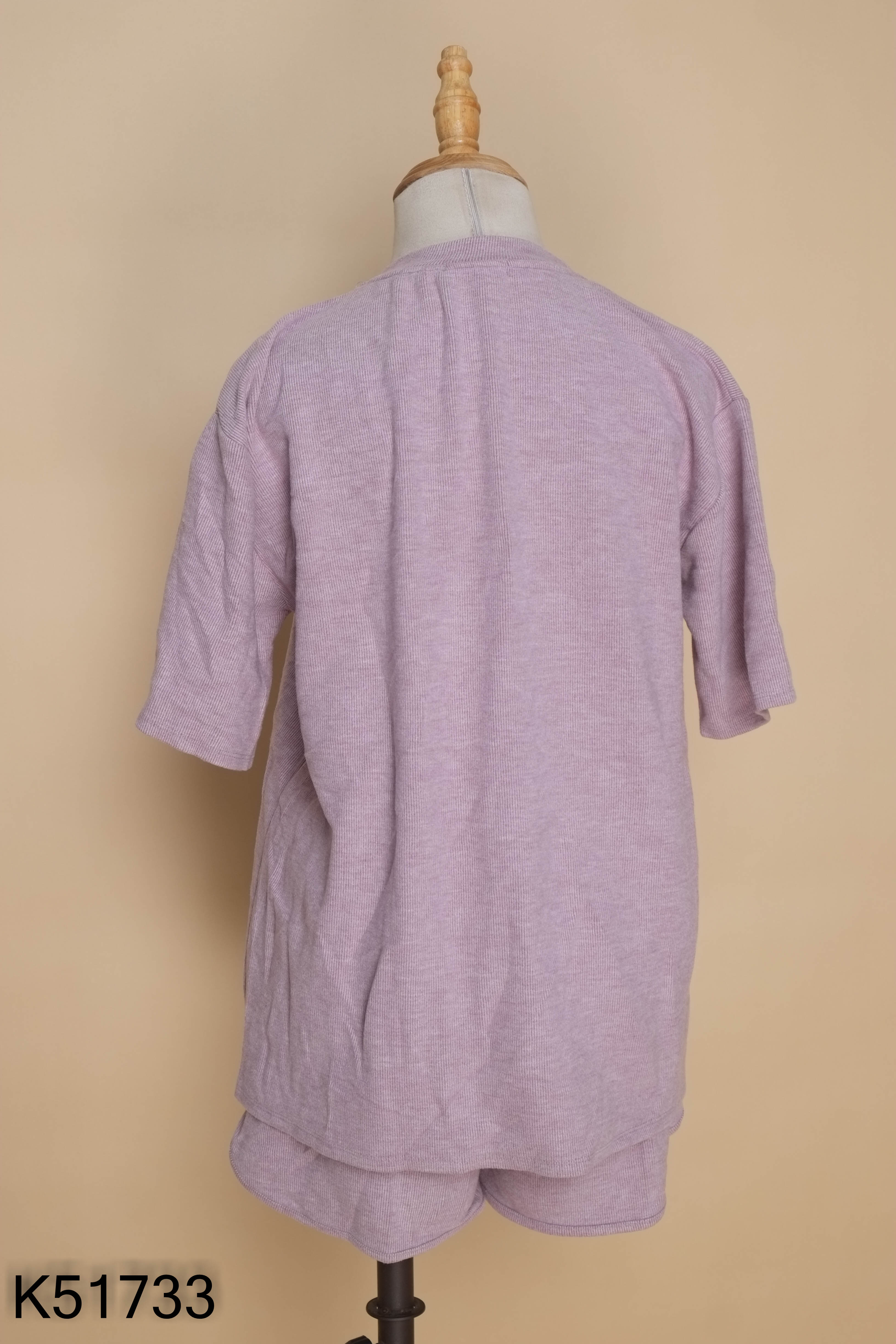 Set áo + quần short nhung tăm tím