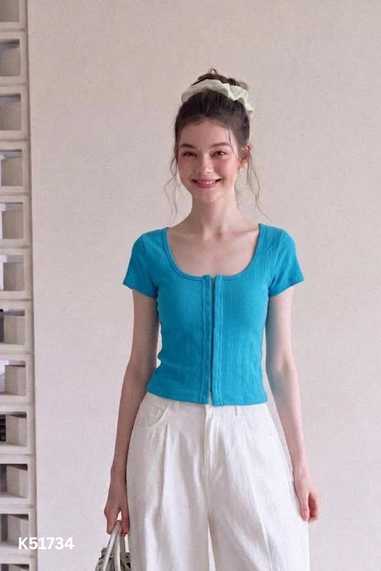 Áo xanh cố vịt SO croptop