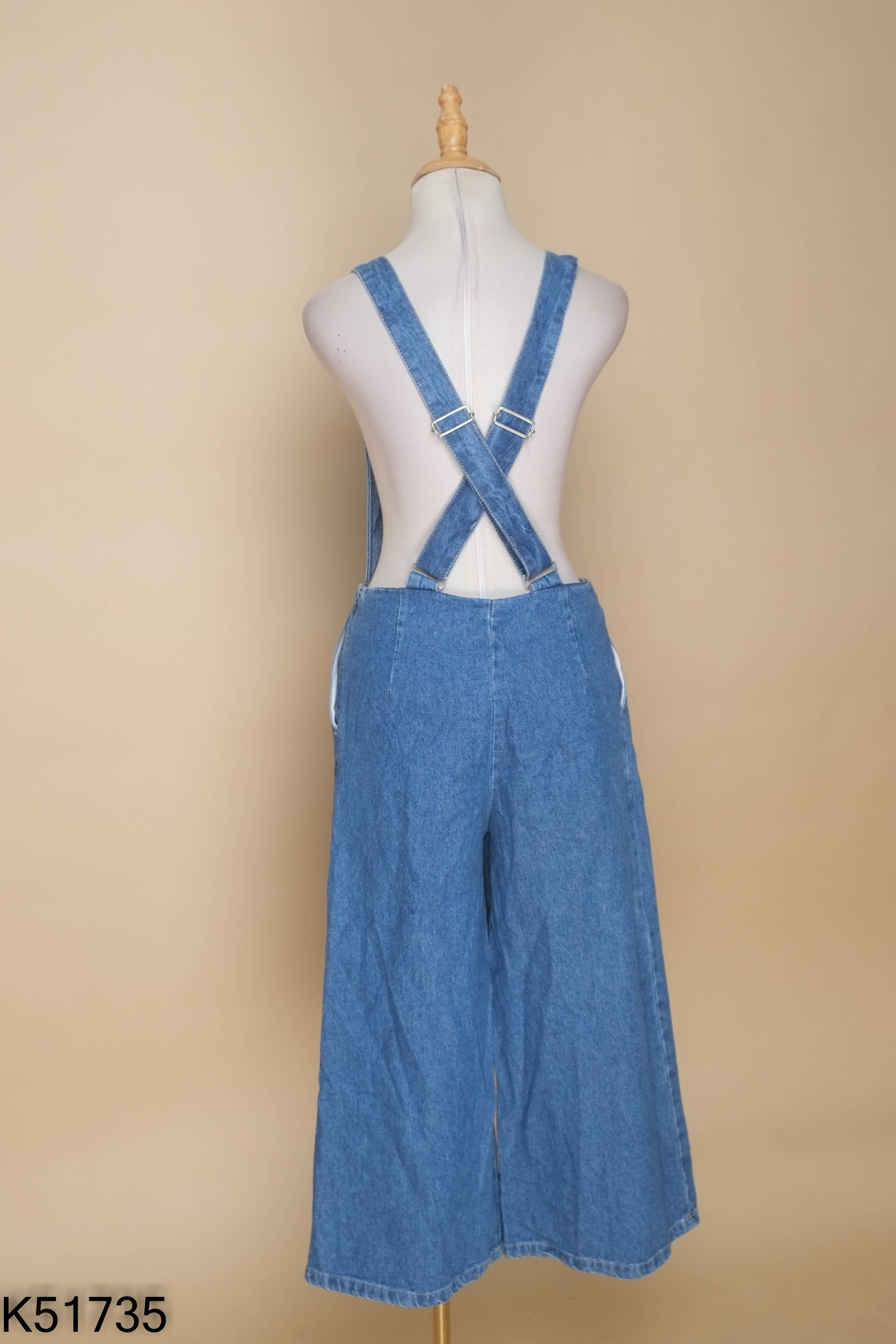 Jumpsuit jean BERSHKA xanh