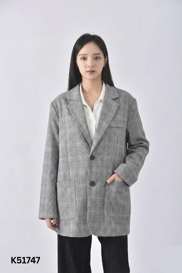Áo vest xám kẻ trắng