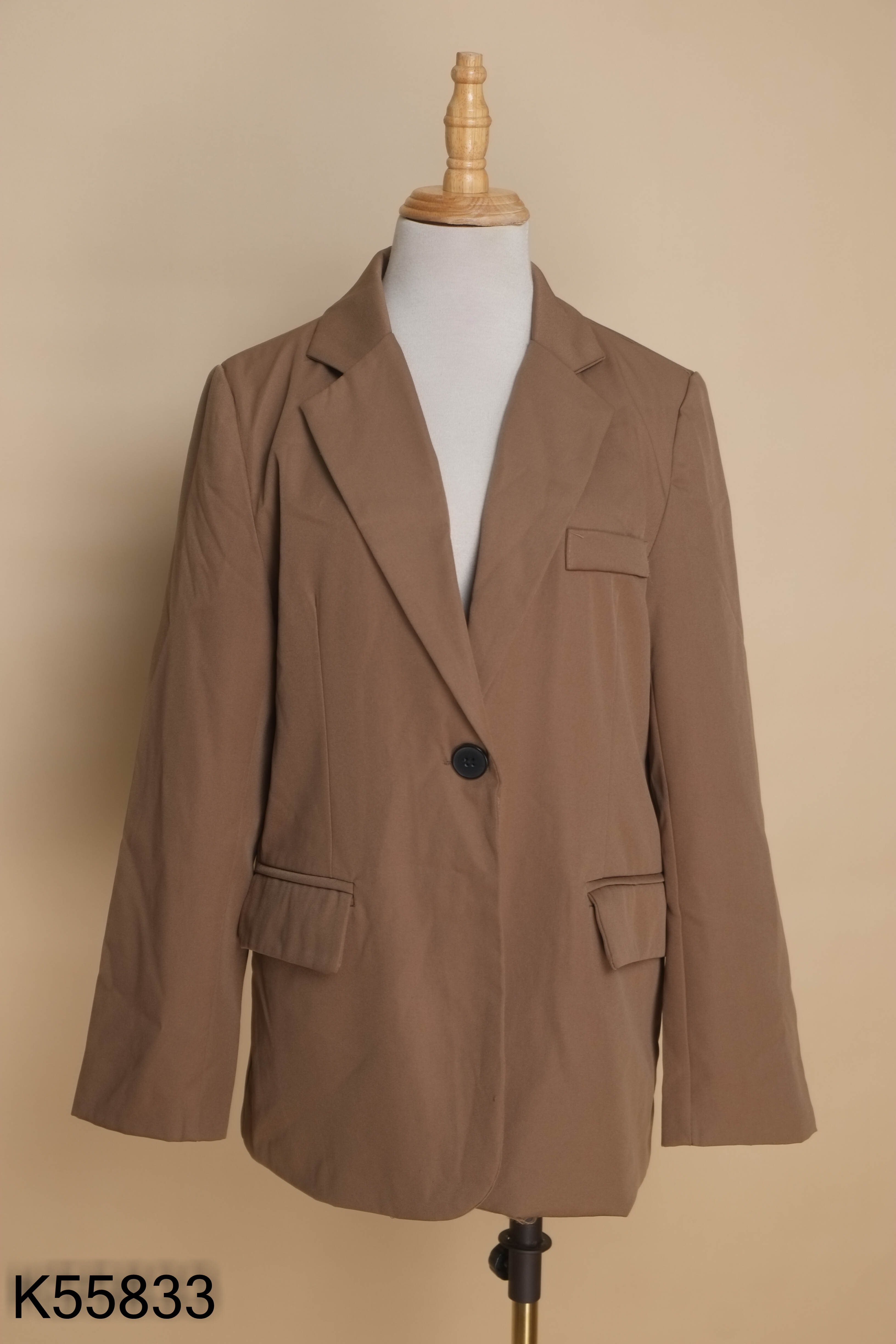 Áo khoác blazer nâu trơn