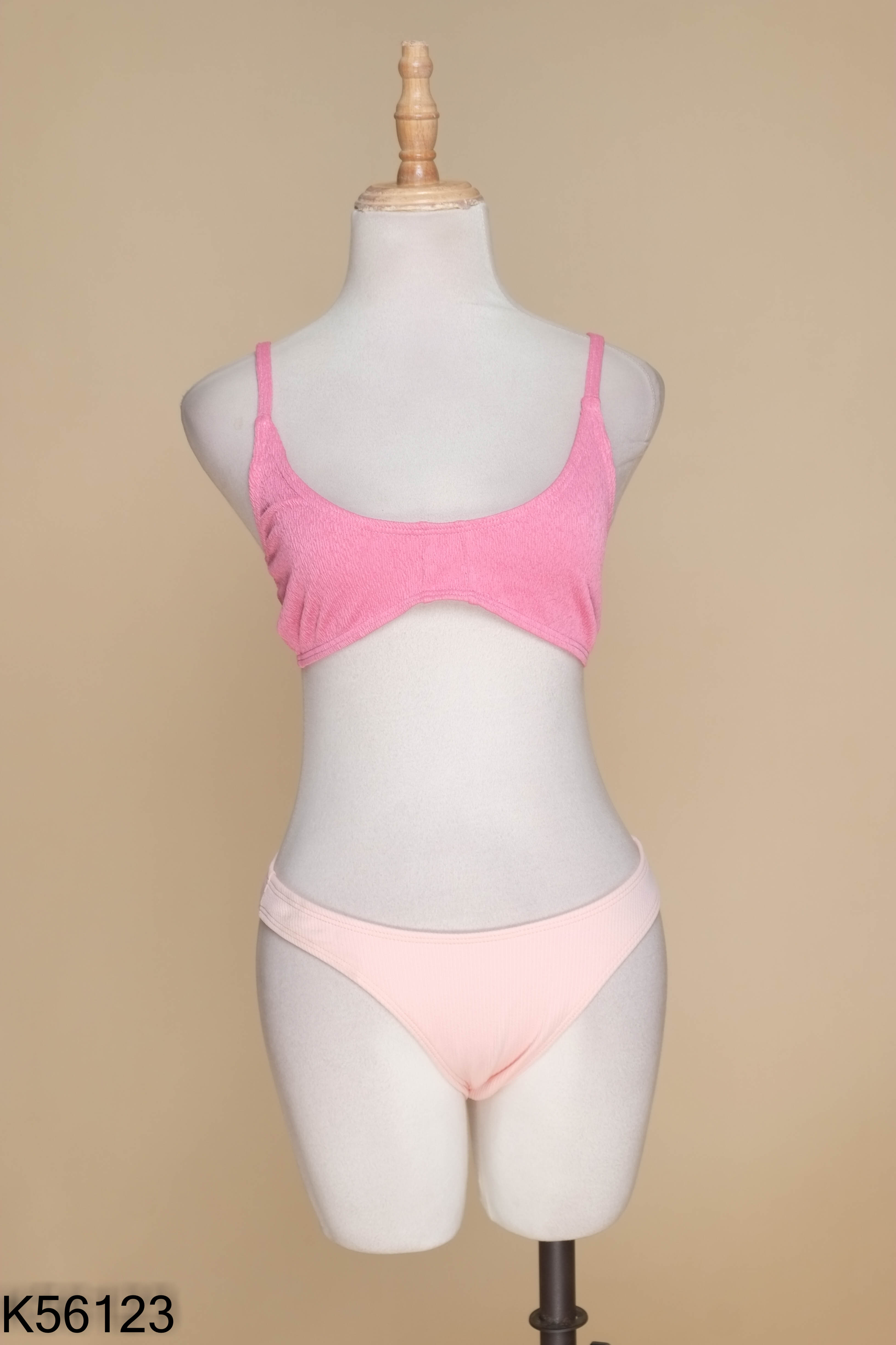 Set bikini hồng 3 món