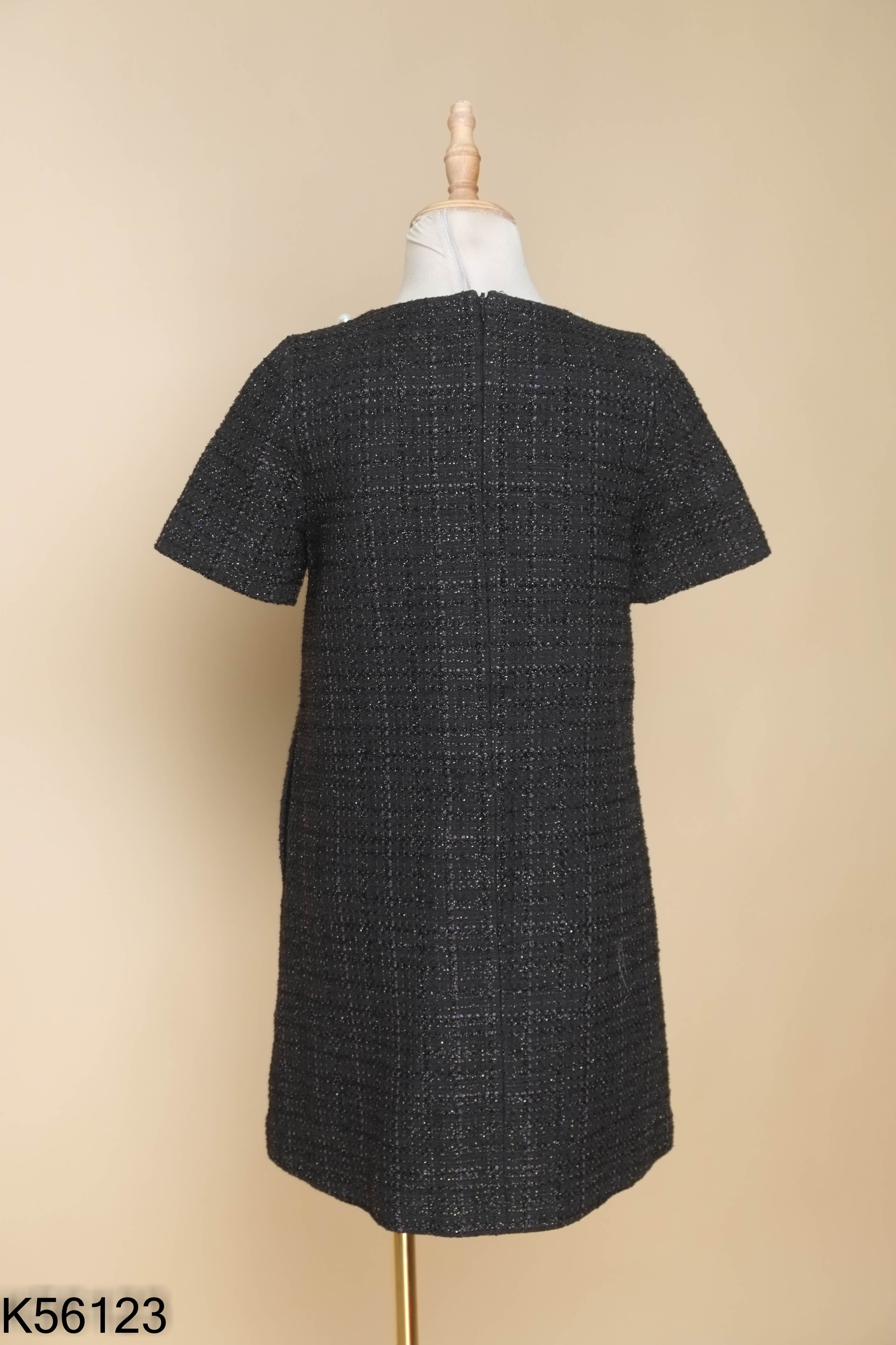 Váy ELISE dạ tweed đen đính ngọc