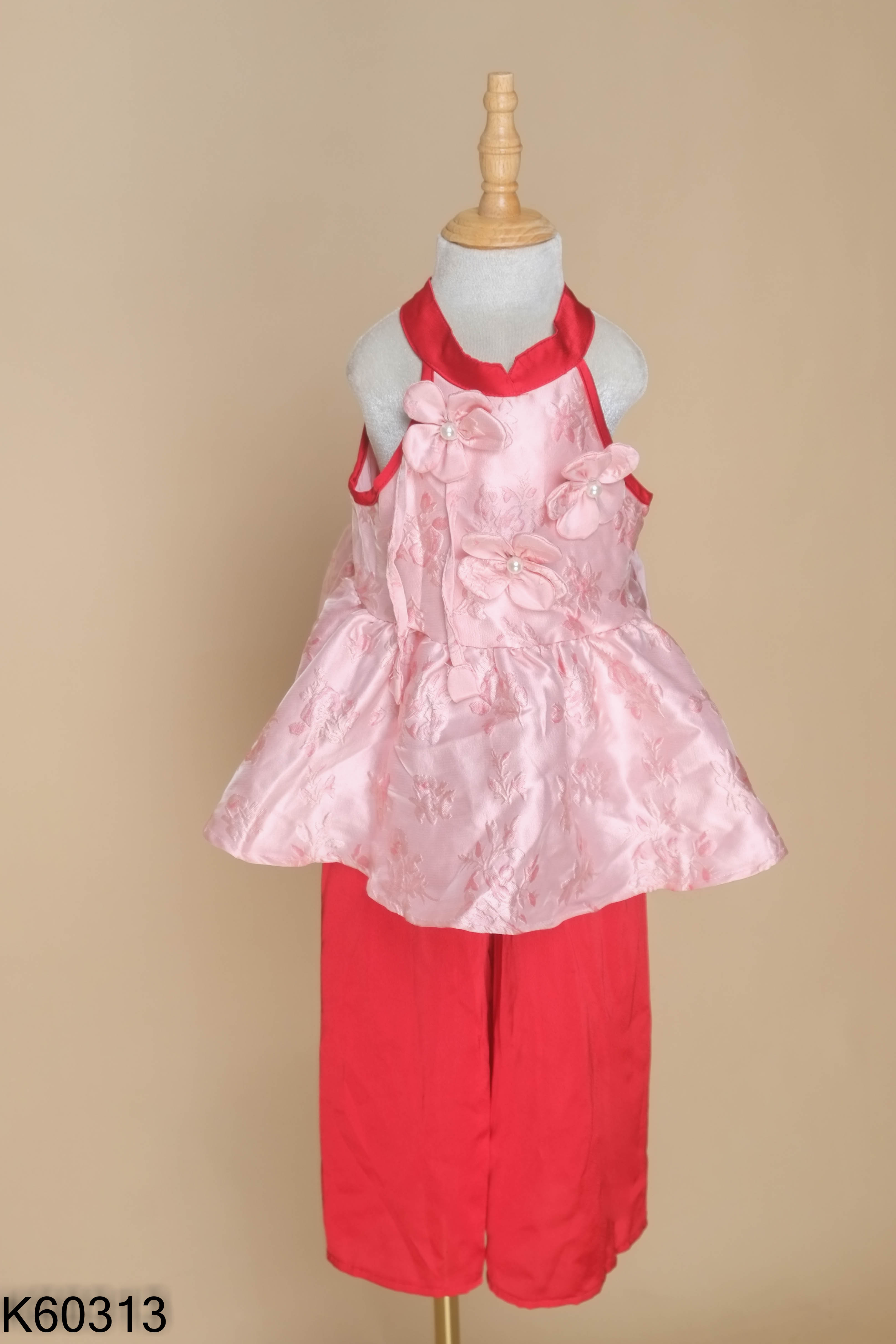 SET Áo yếm hồng viền đỏ + quần đỏ KIDS