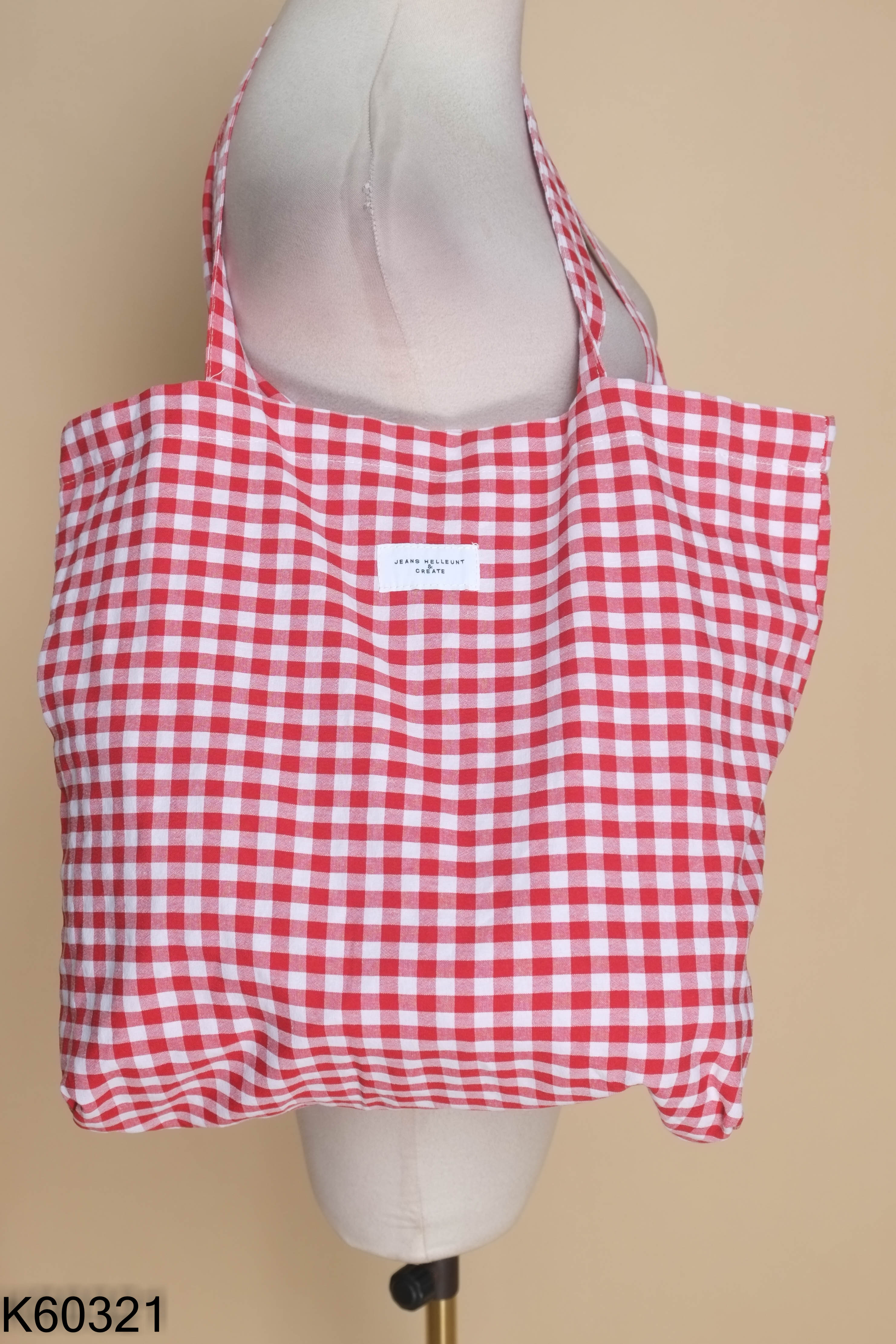 Túi tote đỏ kẻ caro
