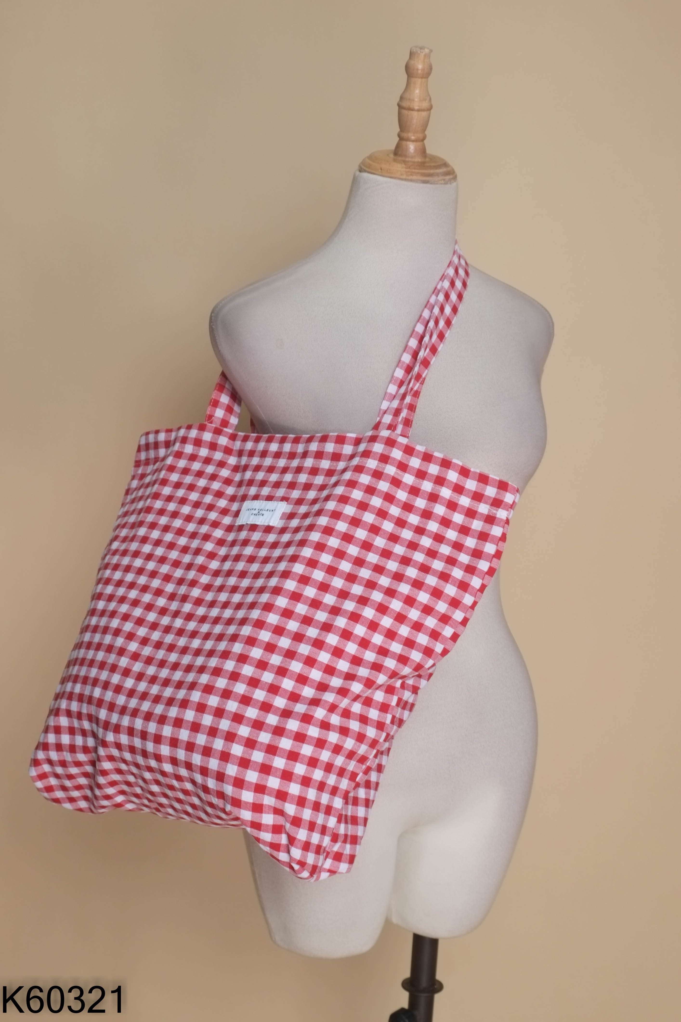 Túi tote đỏ kẻ caro