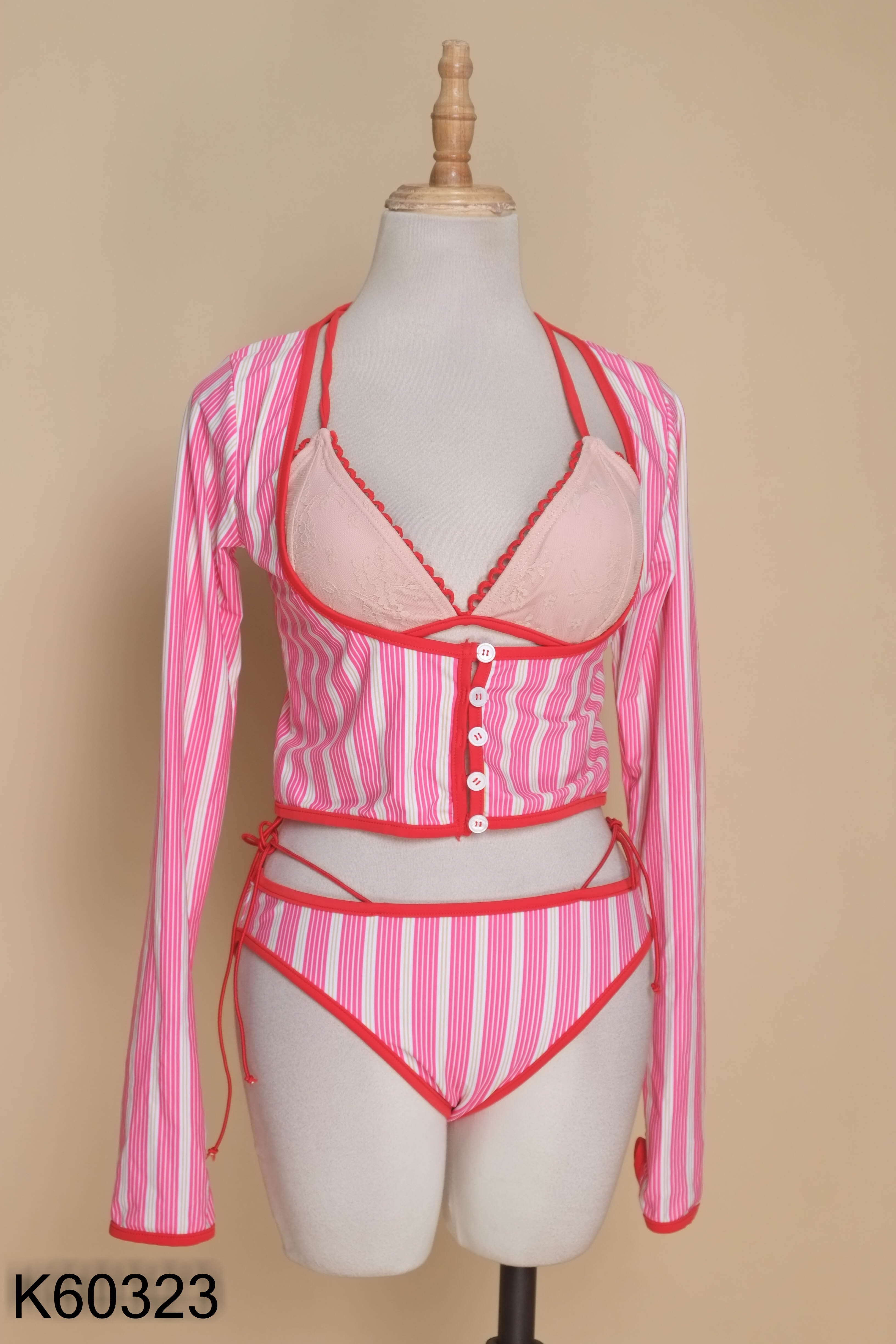 Set Bikini 3 mảnh hồng sọc