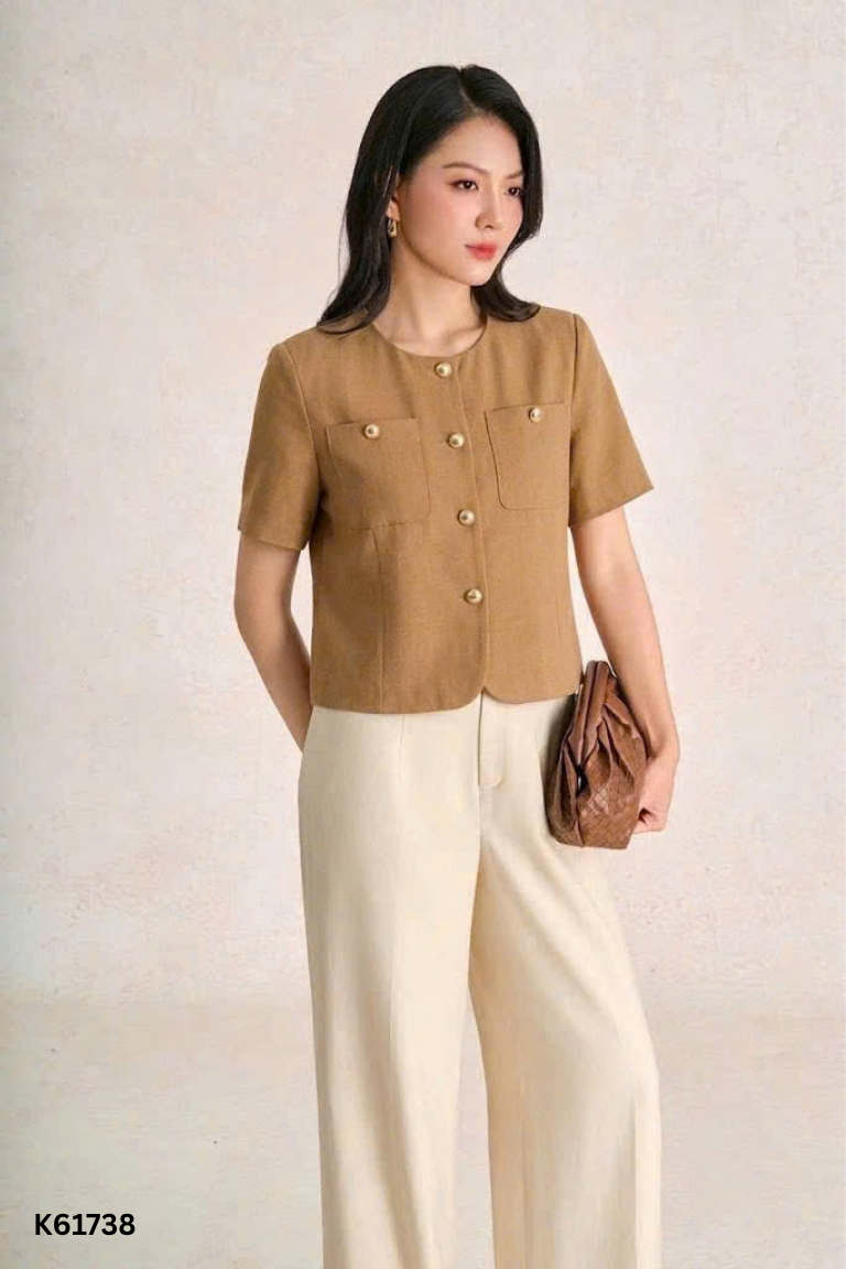 Áo blazer nâu trơn