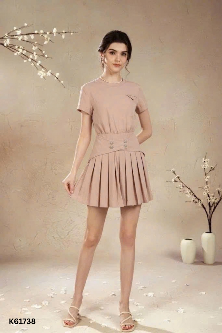 Váy IVY nâu cổ tròn
