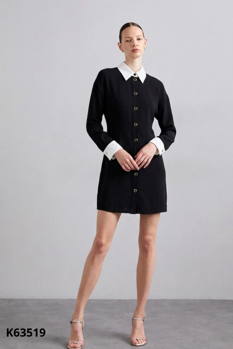 Váy đen ZARA cổ trắng