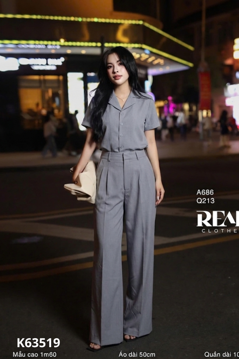 Quần suông RALE xám trơn