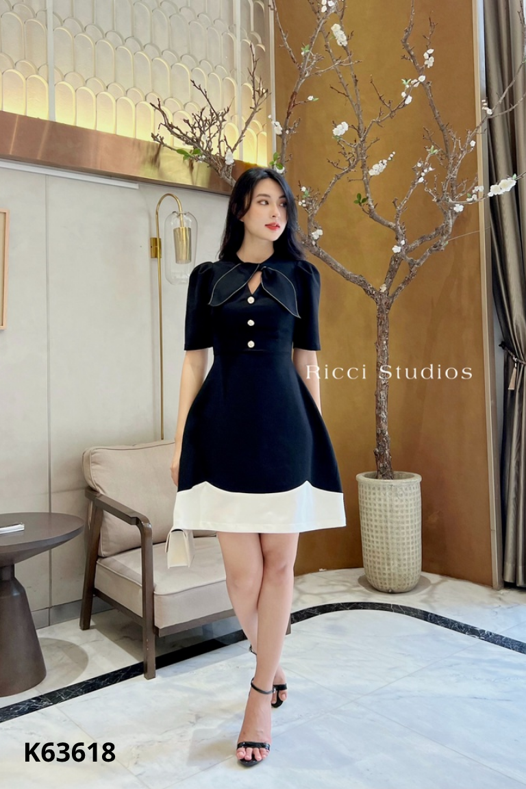 Váy RICCI đen nơ cổ
