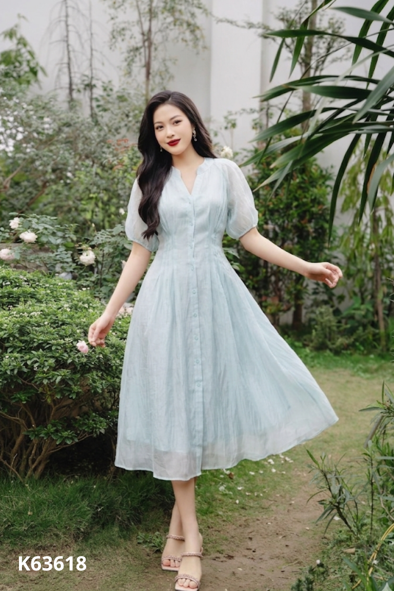 Váy CHARMY CLOTHES voan xanh min