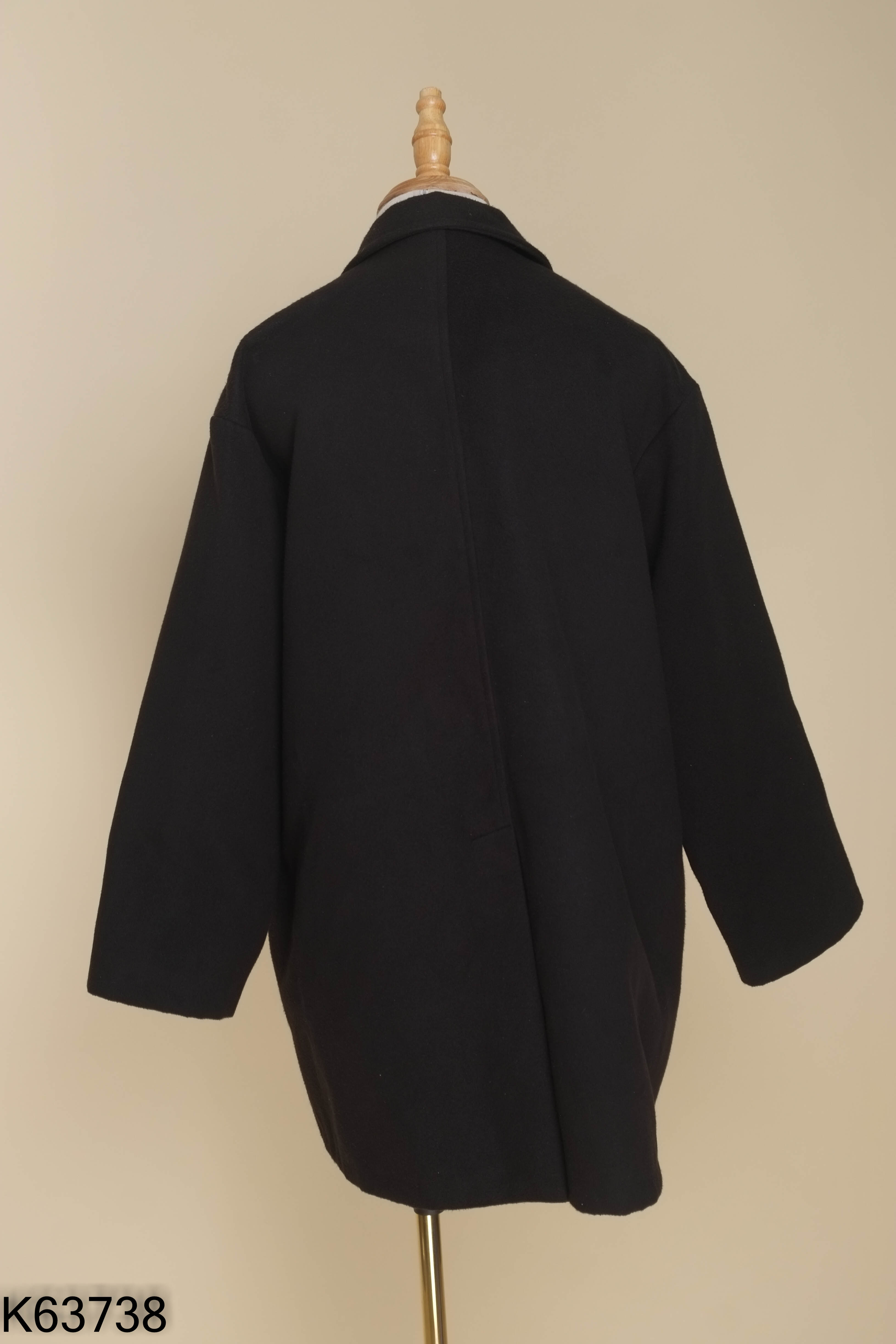Áo khoác dạ đen MADELEN cổ vest