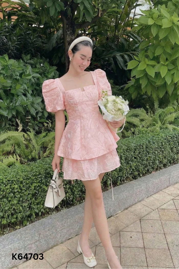 Áo kiểu hồng hoạ tiết