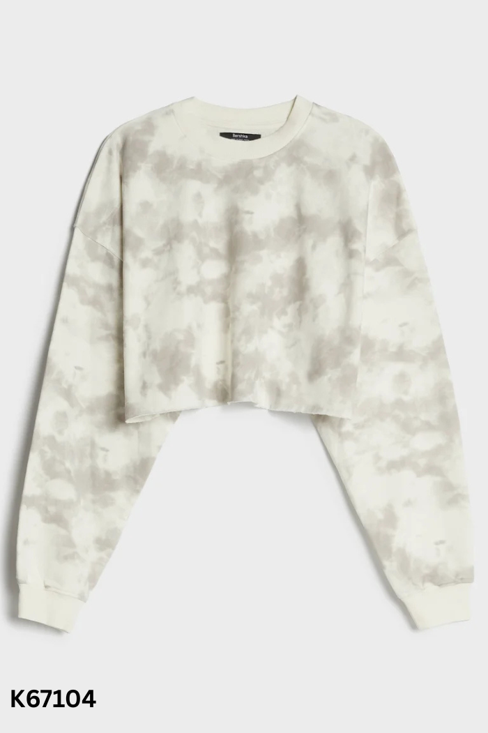 Áo nỉ BERSHKA be loang xám