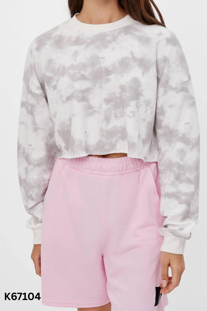 Áo nỉ BERSHKA be loang xám