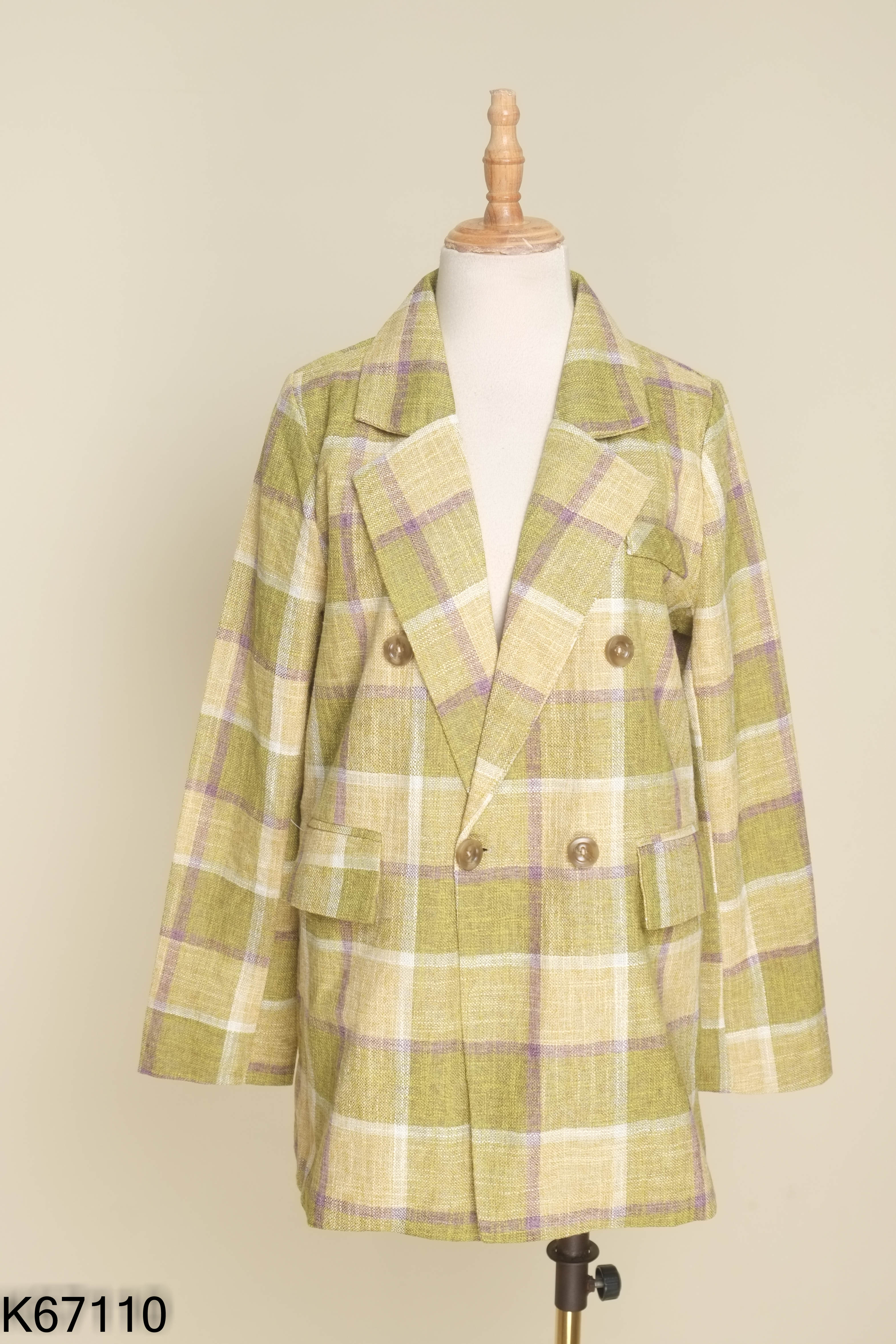 Áo blazer xanh caro
