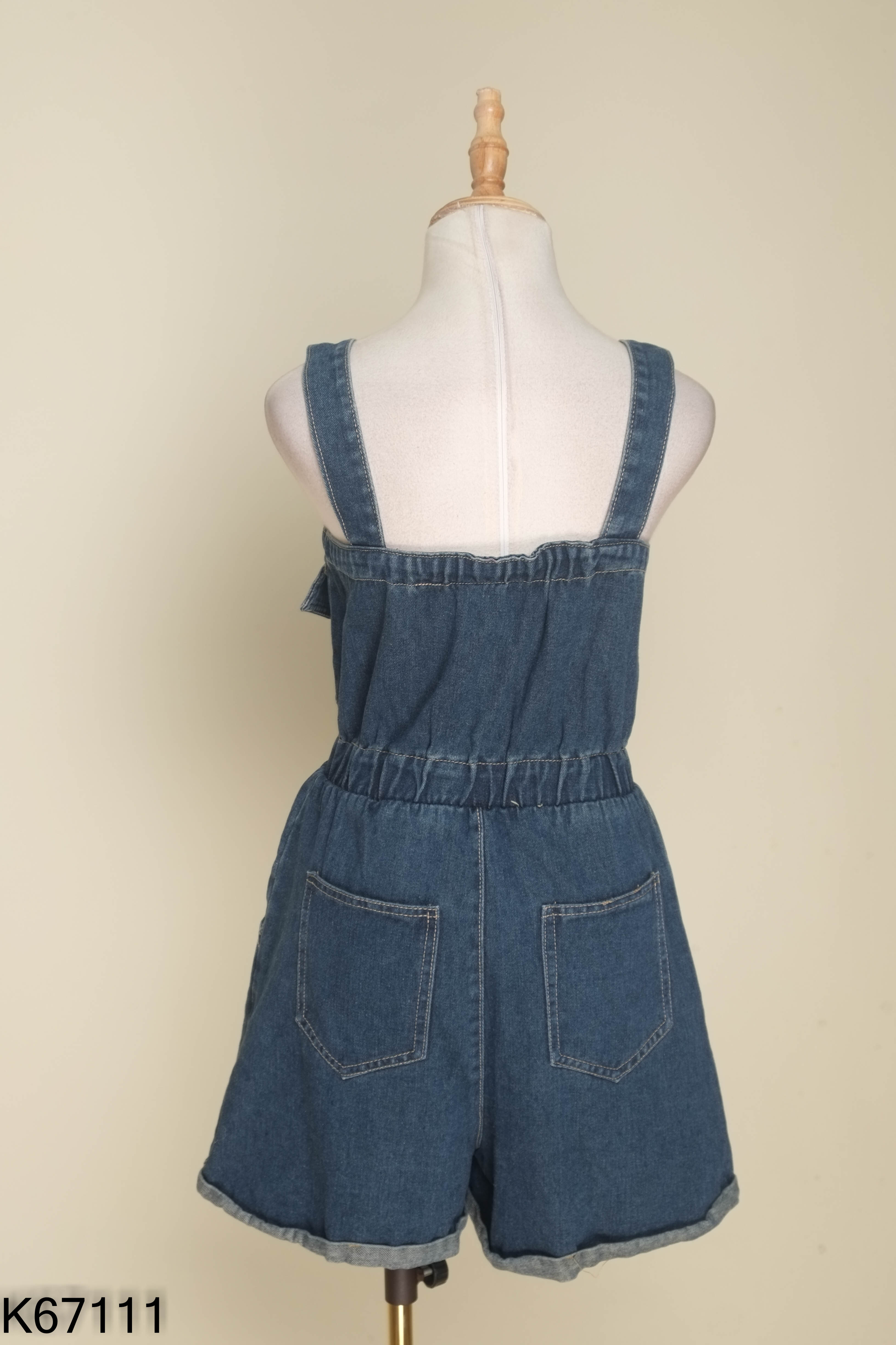 Jumpsuits jeans 2 dây xanh