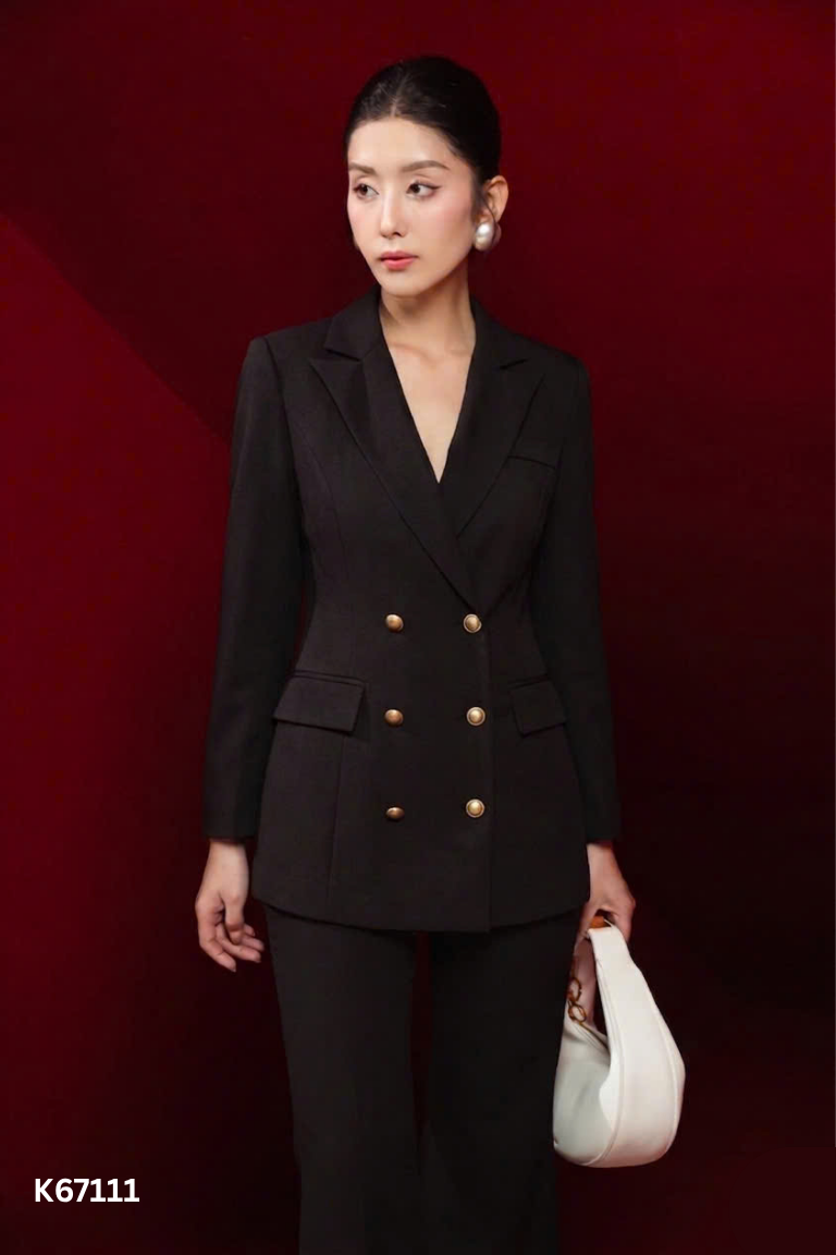 Áo khoác blazers đen phối cúc 2 hàng