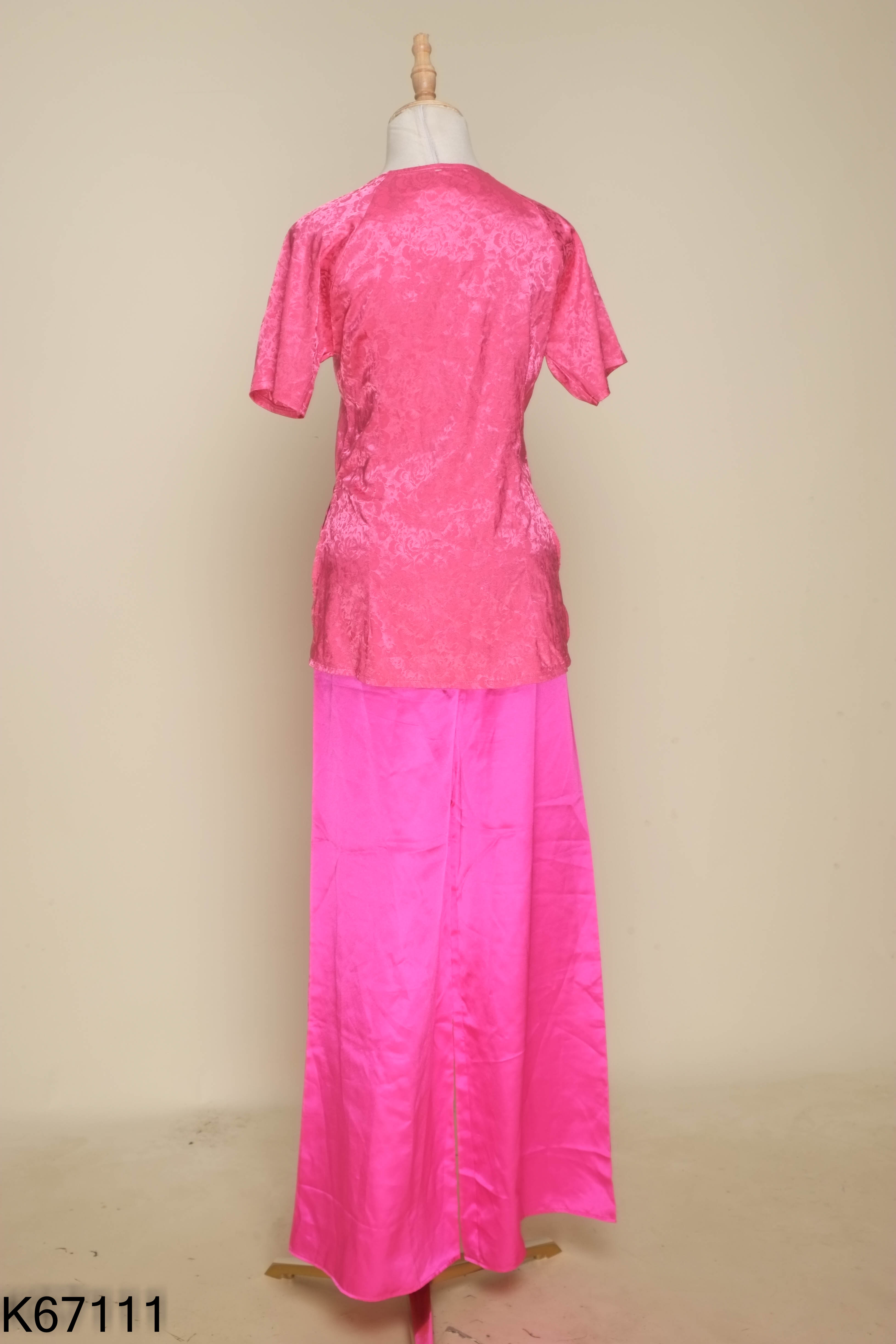 Set Áo lam hồng cúc ngọc + quần lụa