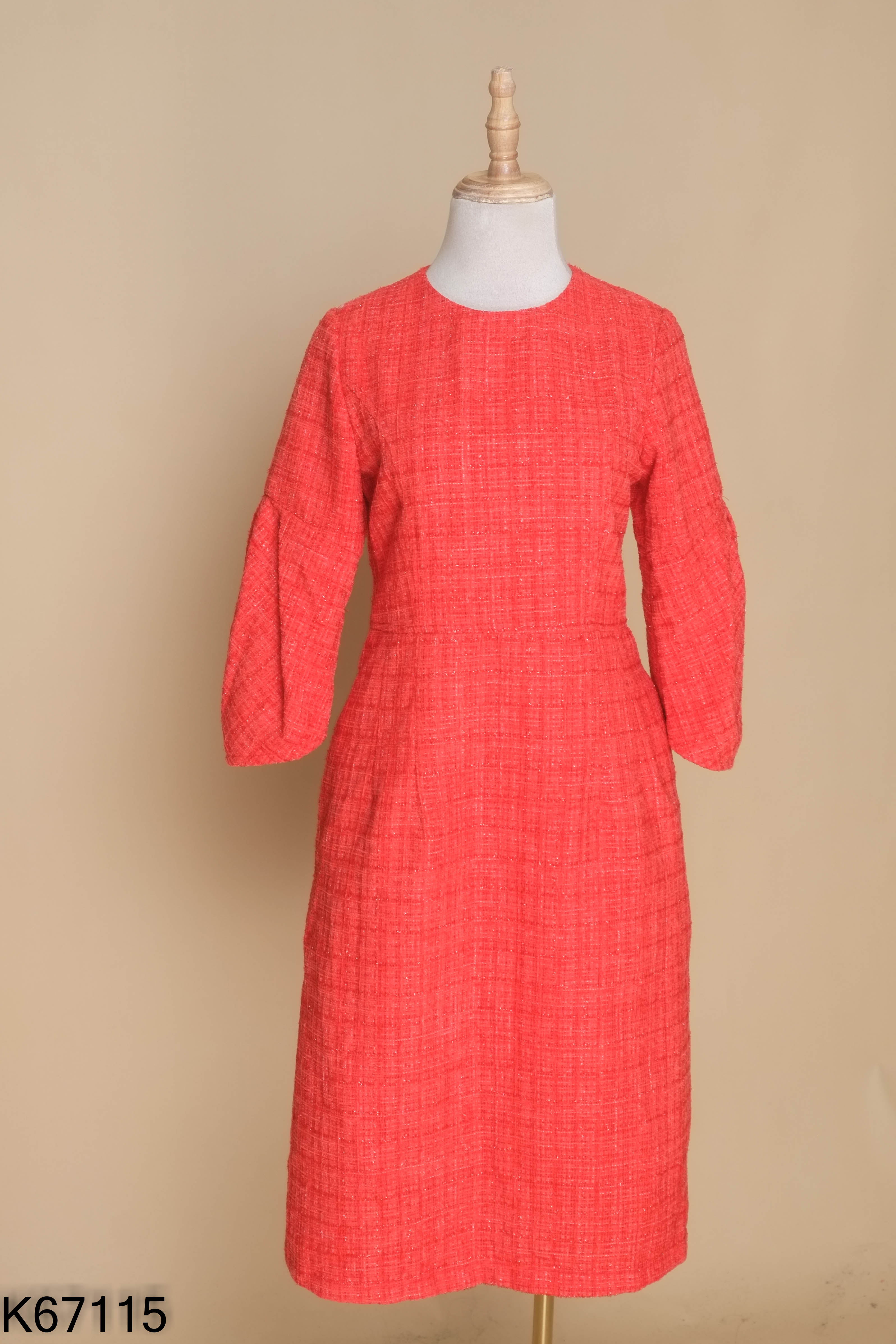 Váy dạ tweed đỏ ánh nhũ