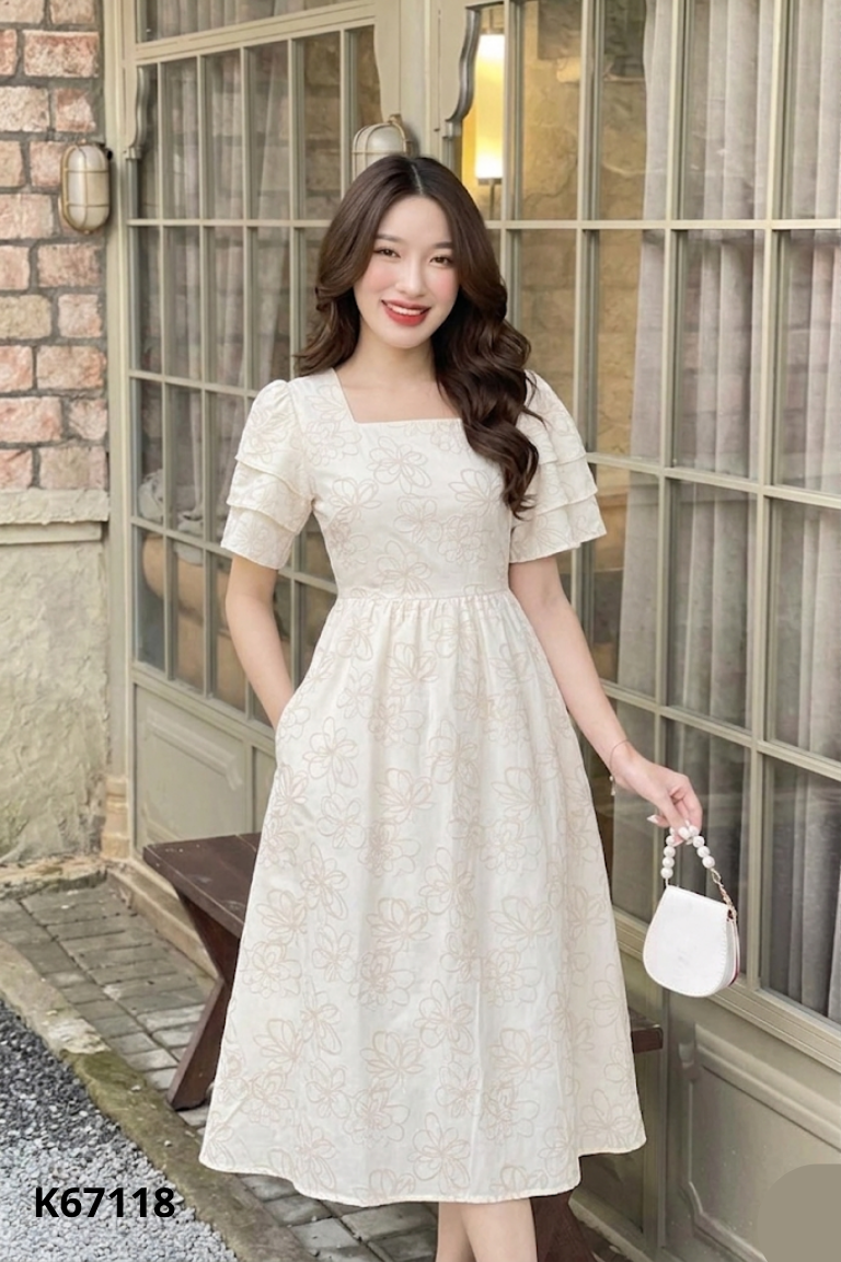Váy be phối tay dơi trơn dài