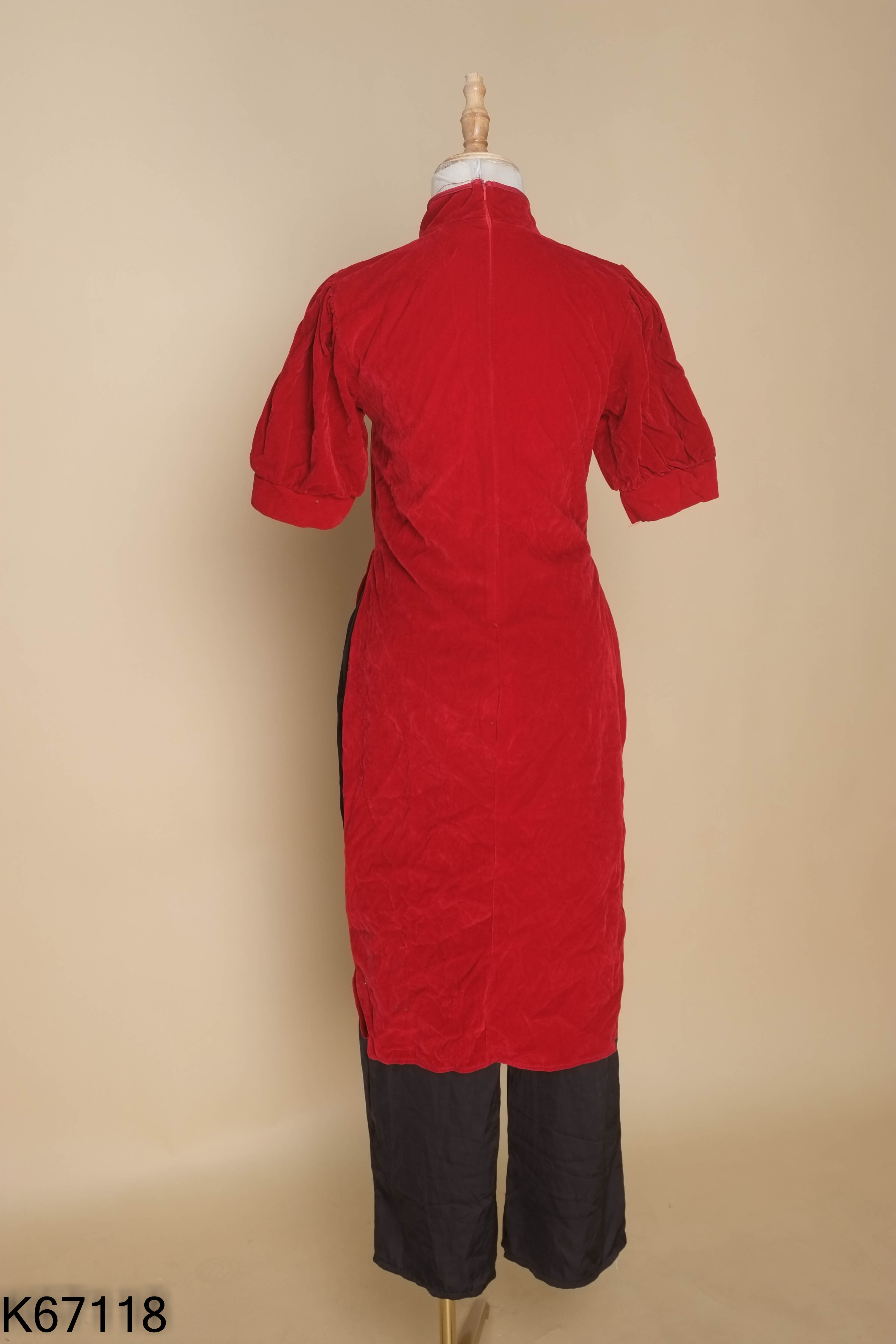 Set áo dài đỏ nhung+quần