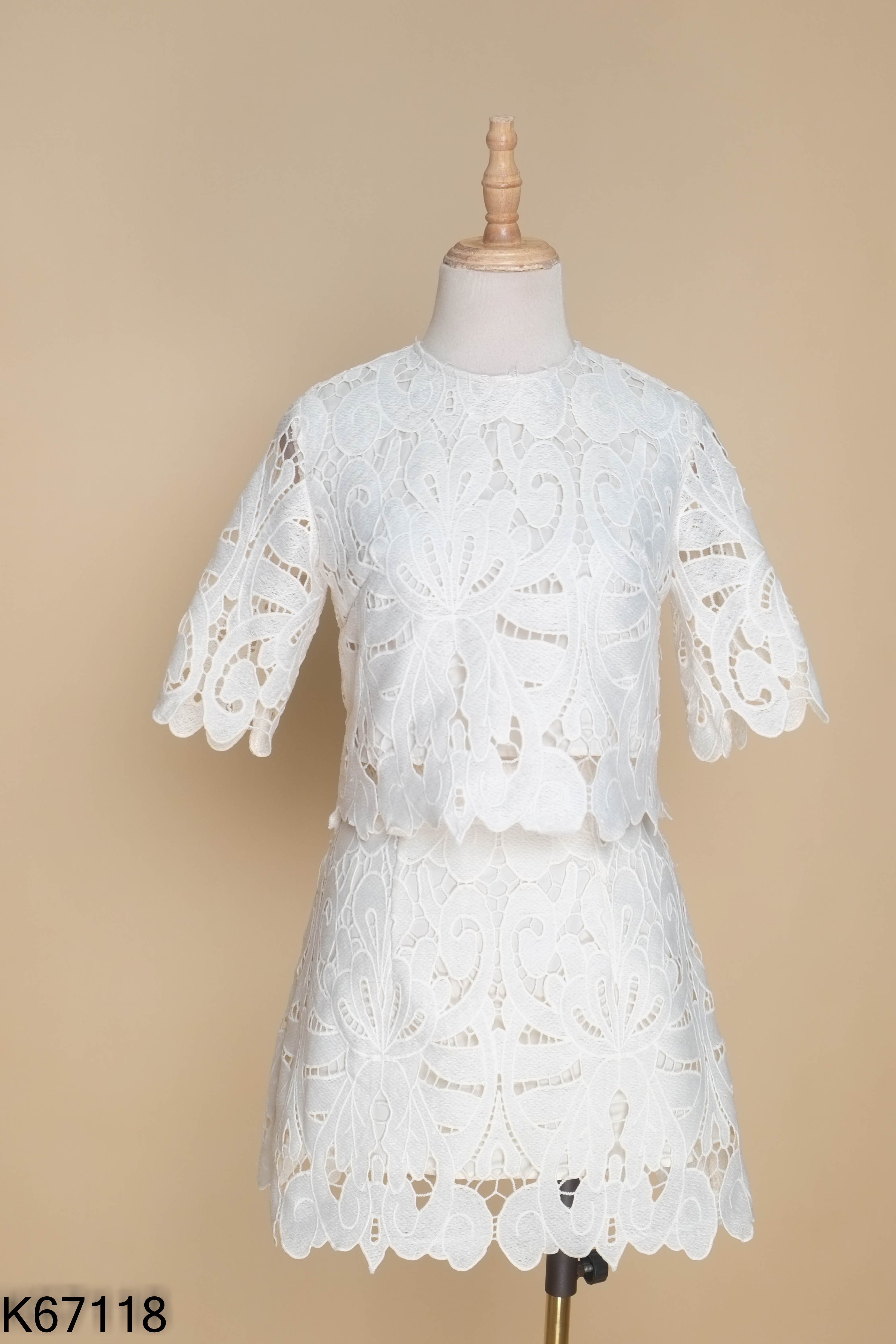 Set ren trắng+váy TN DESIGN