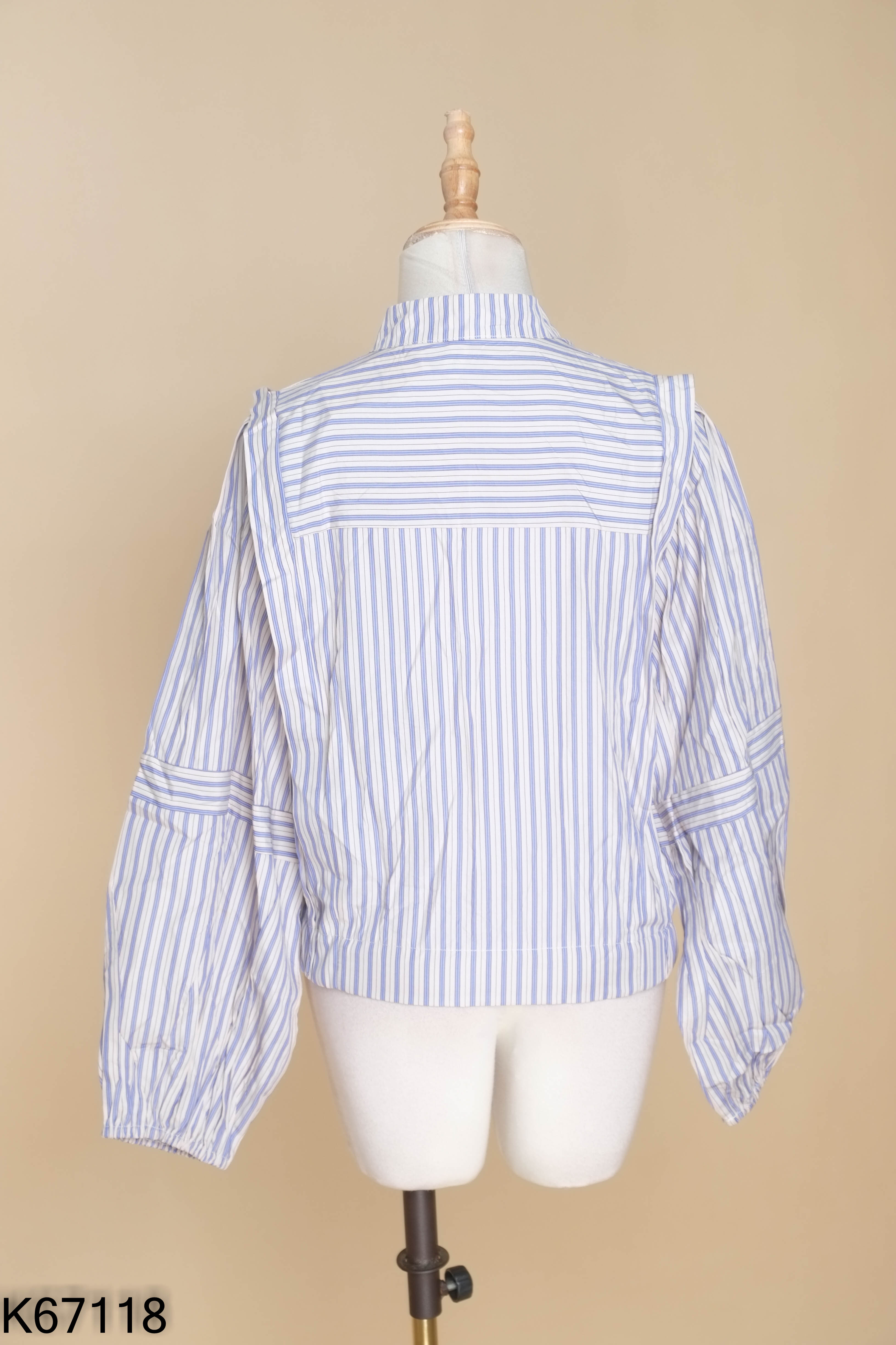 Áo sơ mi trắng kẻ cổ tàu FASHION