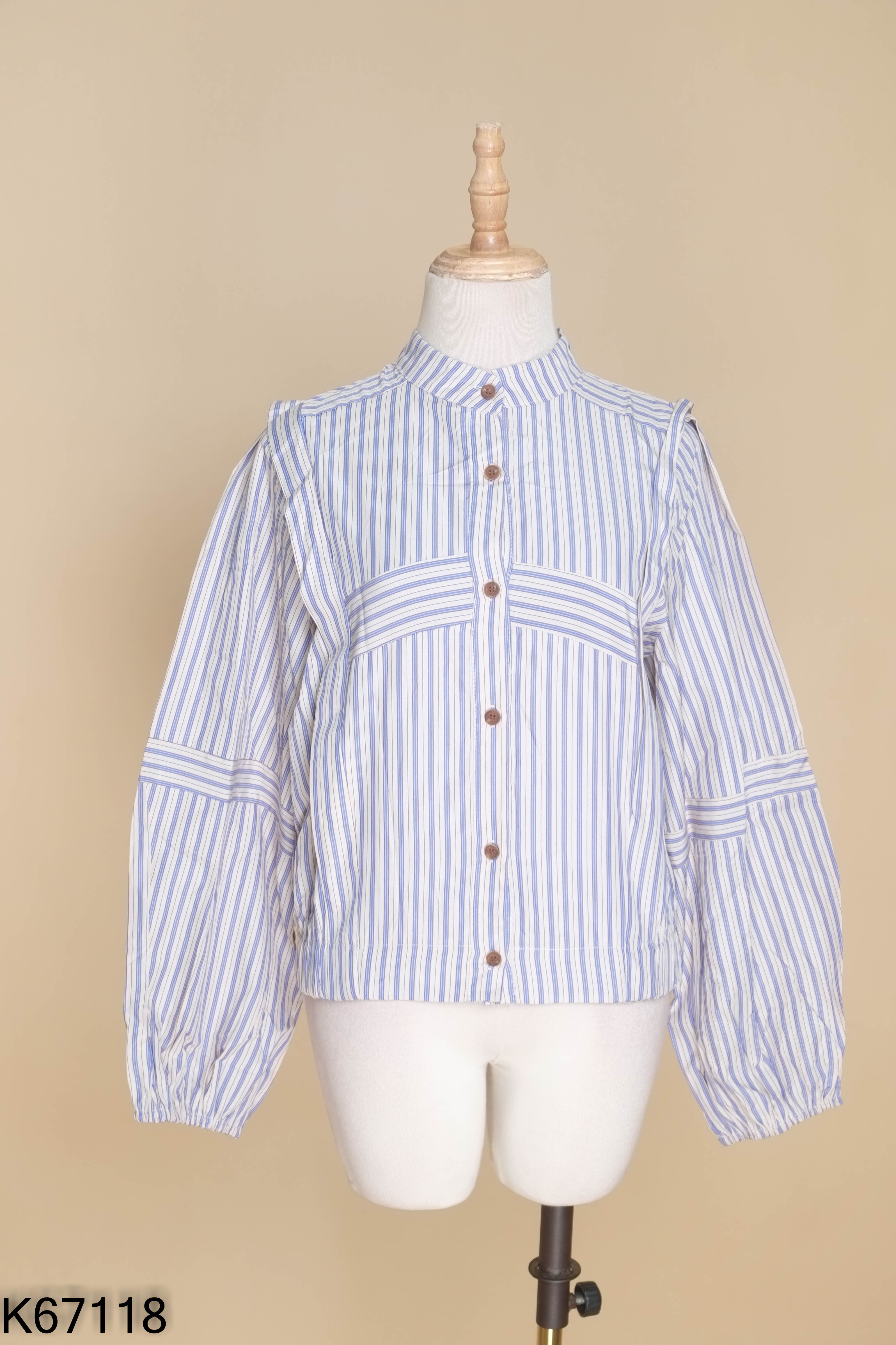 Áo sơ mi trắng kẻ cổ tàu FASHION