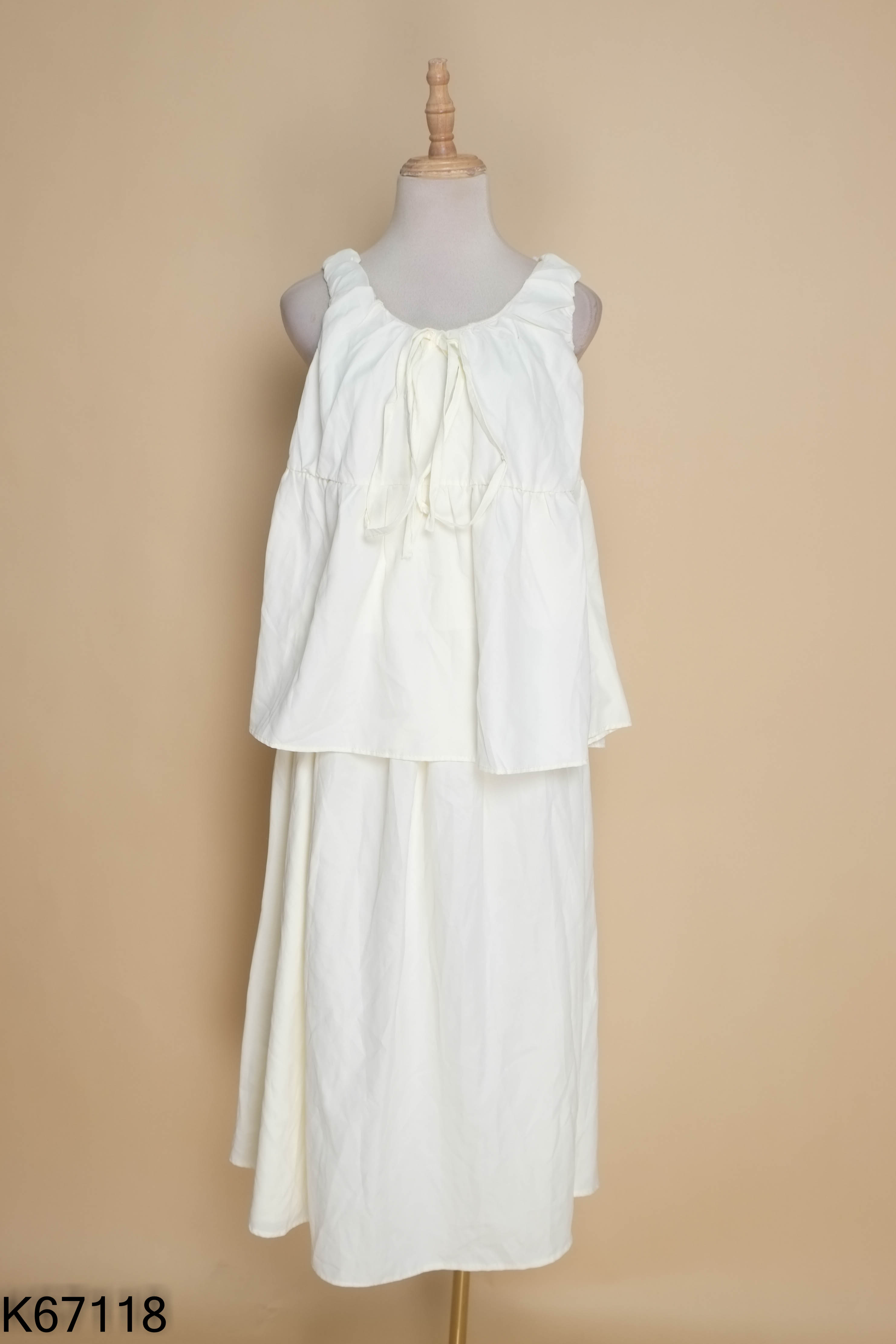 Set Áo babydoll be sát nách + Chân váy dài