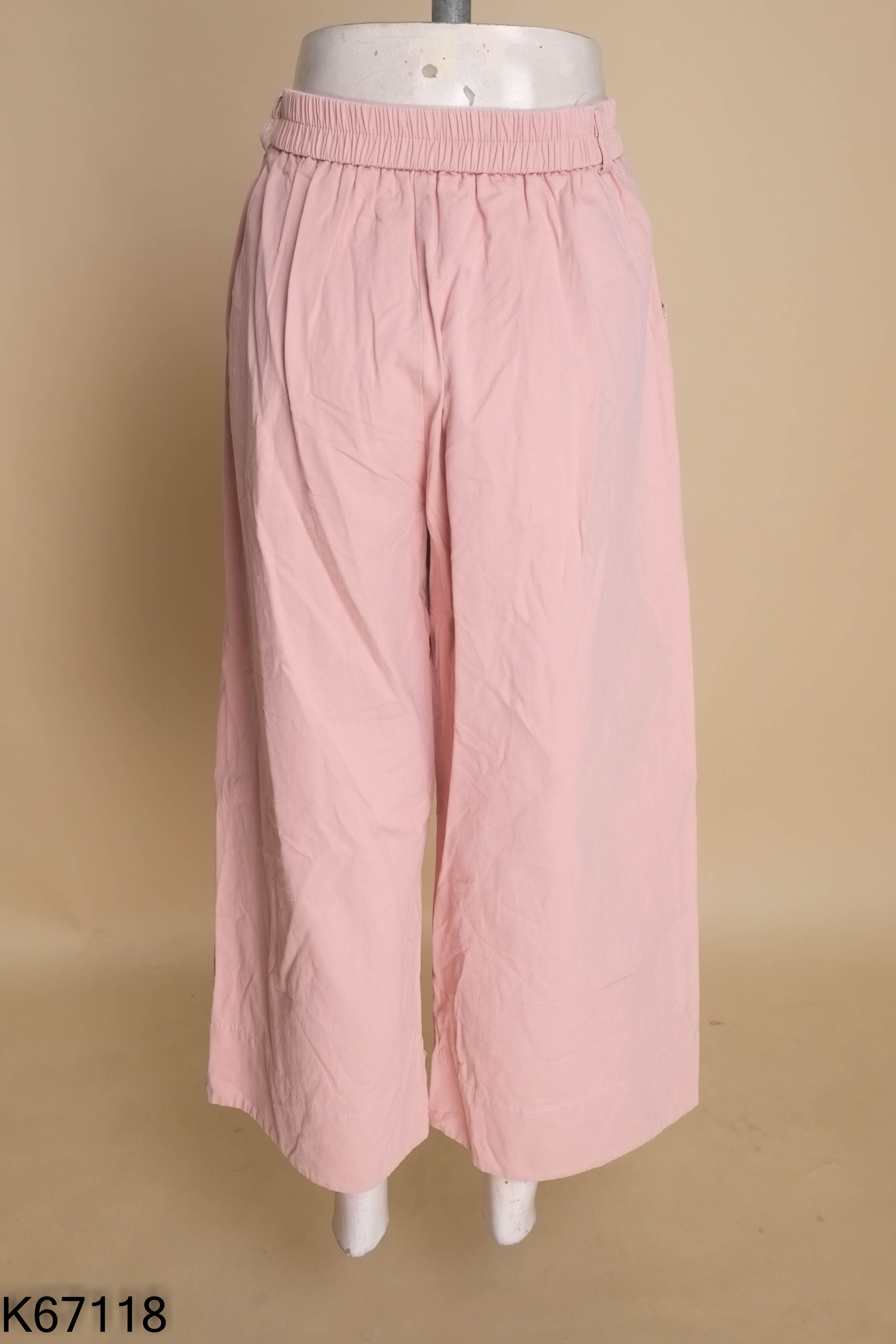 Quần jeans mềm hồng trơn ống rộng