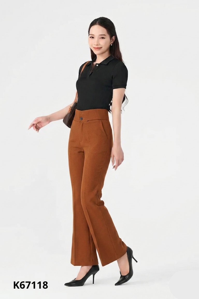 Quần vải nâu trơn loe