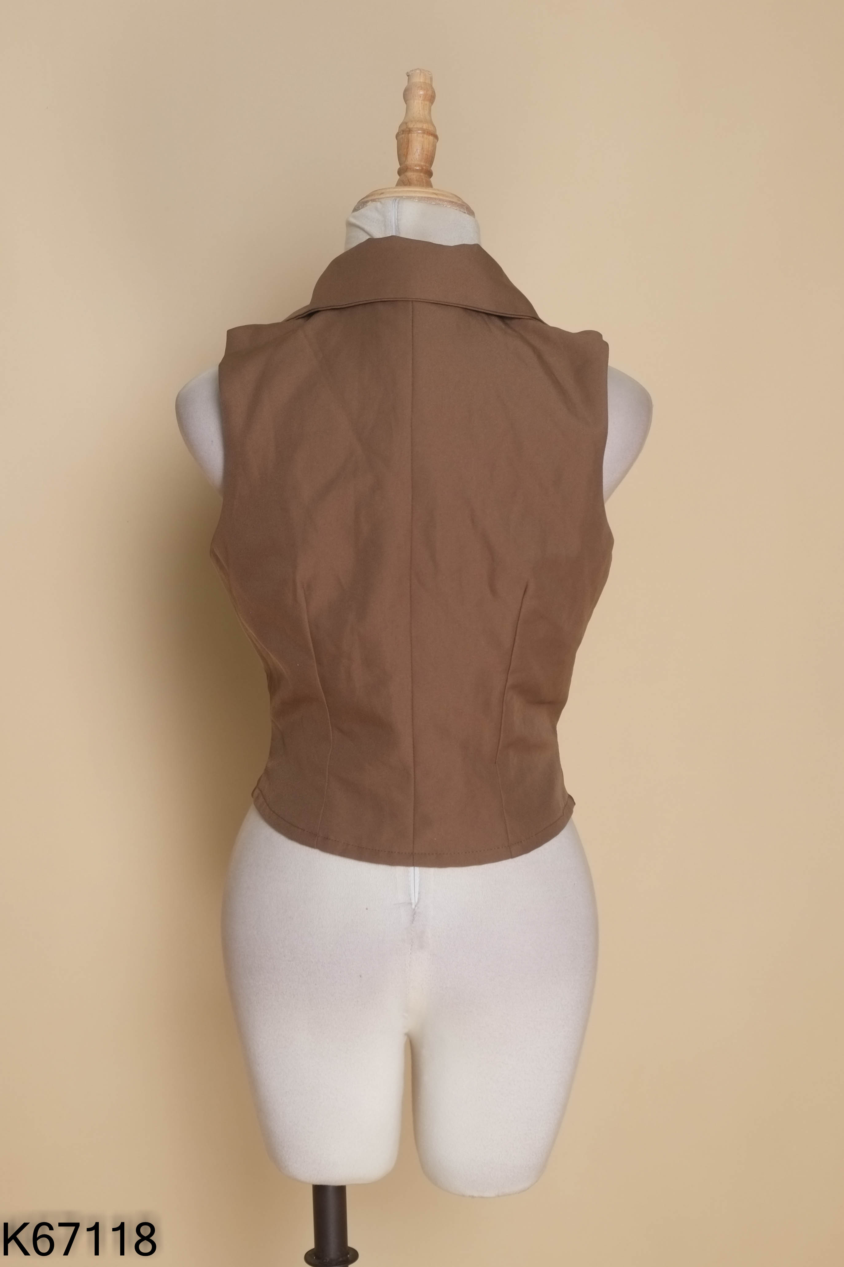 Áo gile vest nâu phối cúc sáng