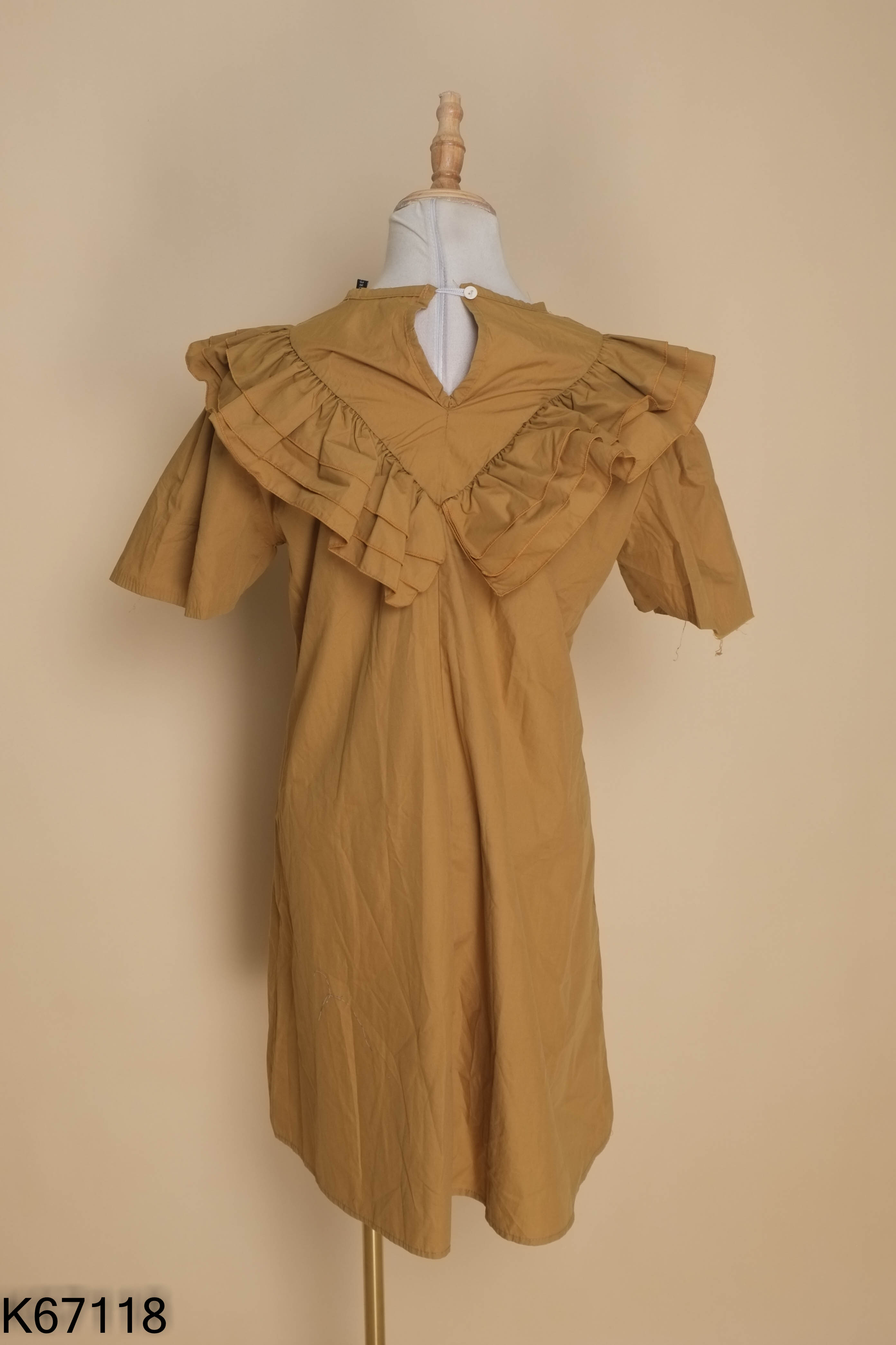 Váy babydoll nâu phối bèo