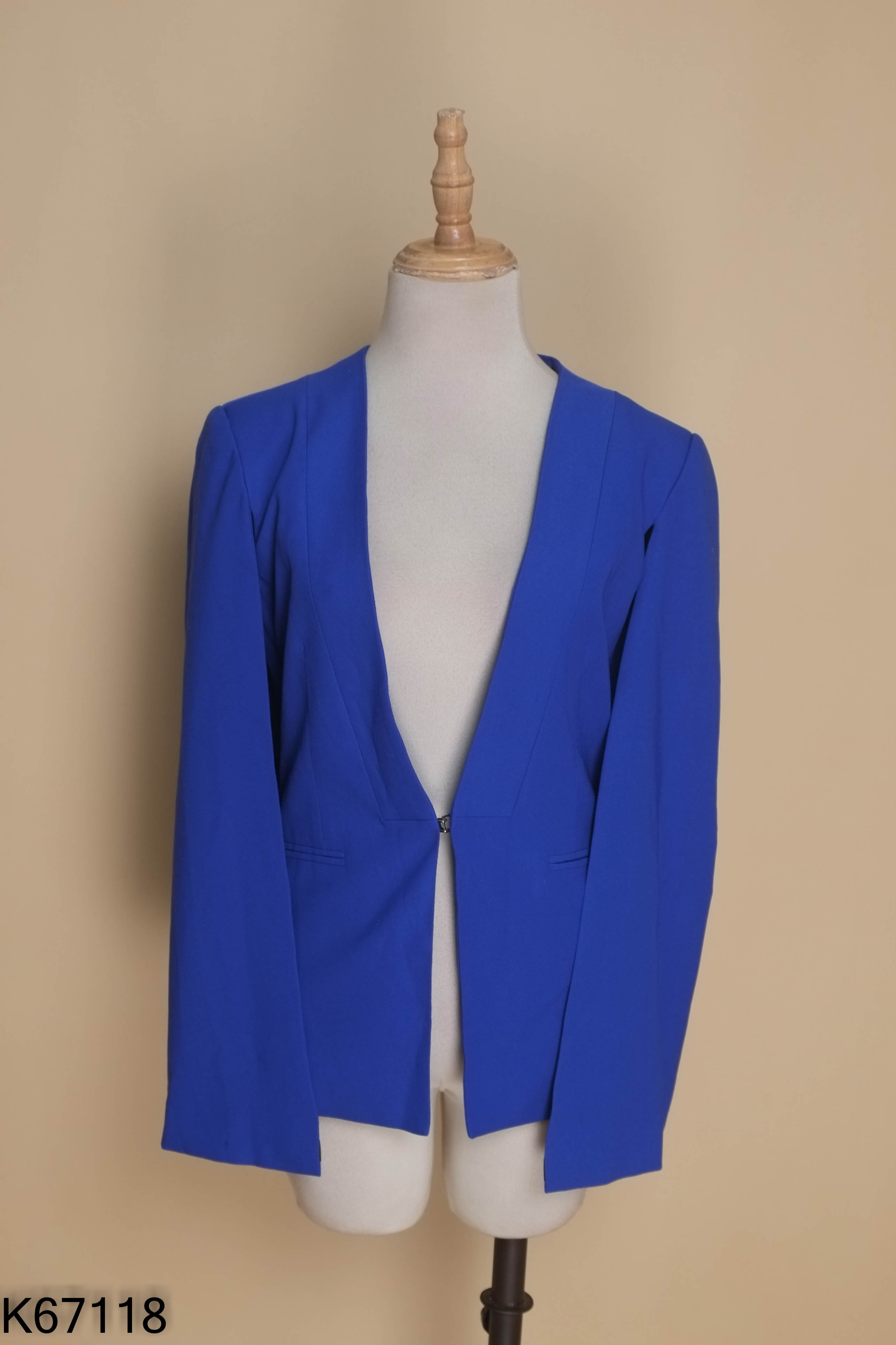 Áo khoác vest xanh ELISE trơn phối tay