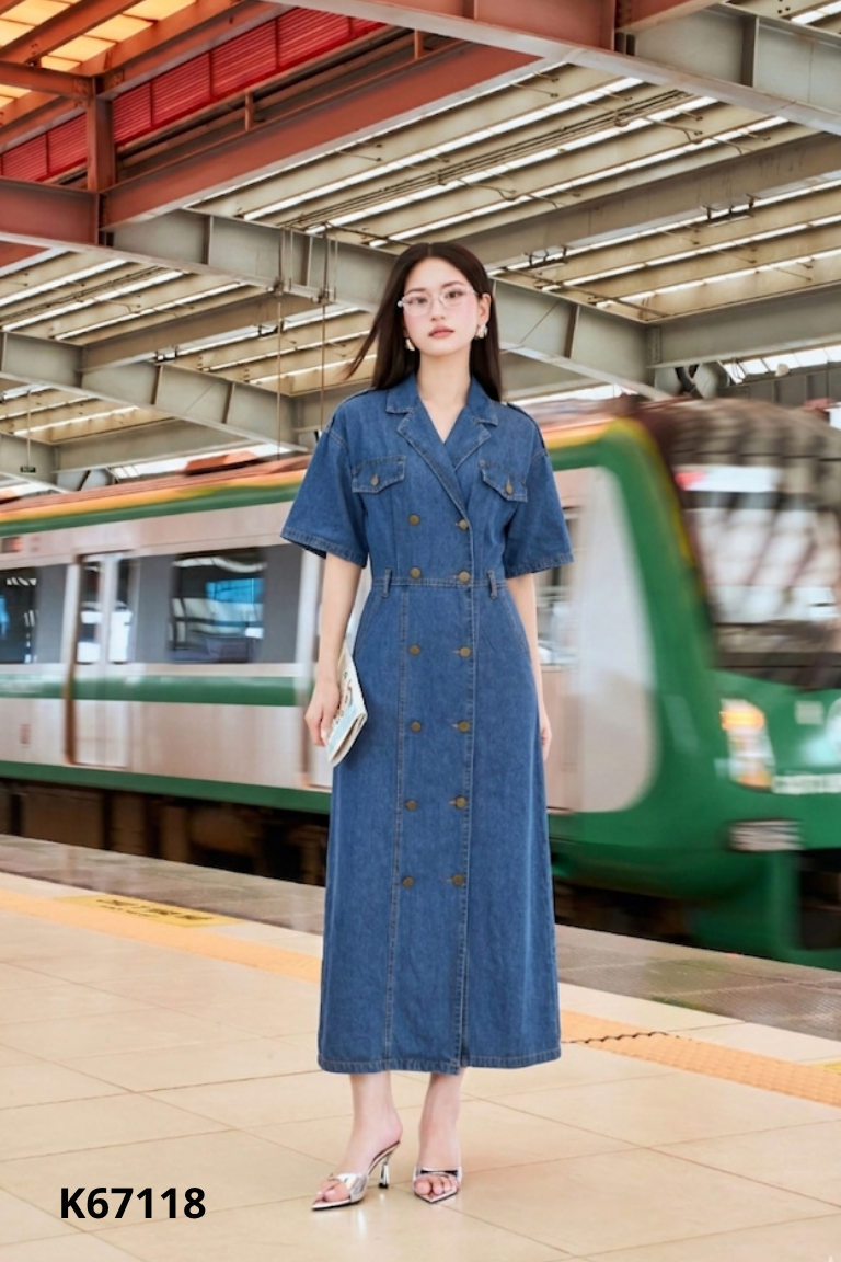 Váy sơ mi jeans xanh