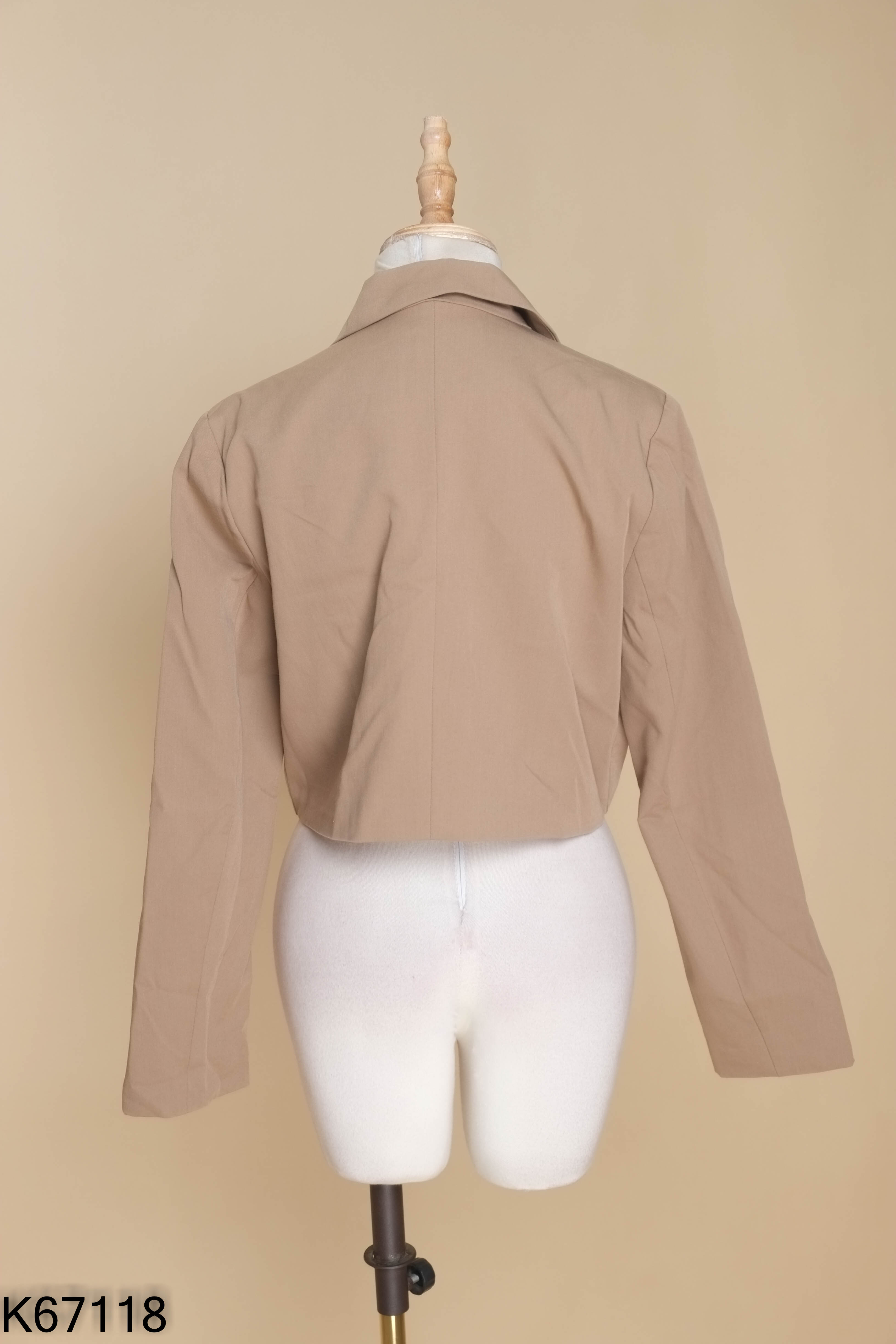 Áo khoác blazer nâu phối kiểu ngắn