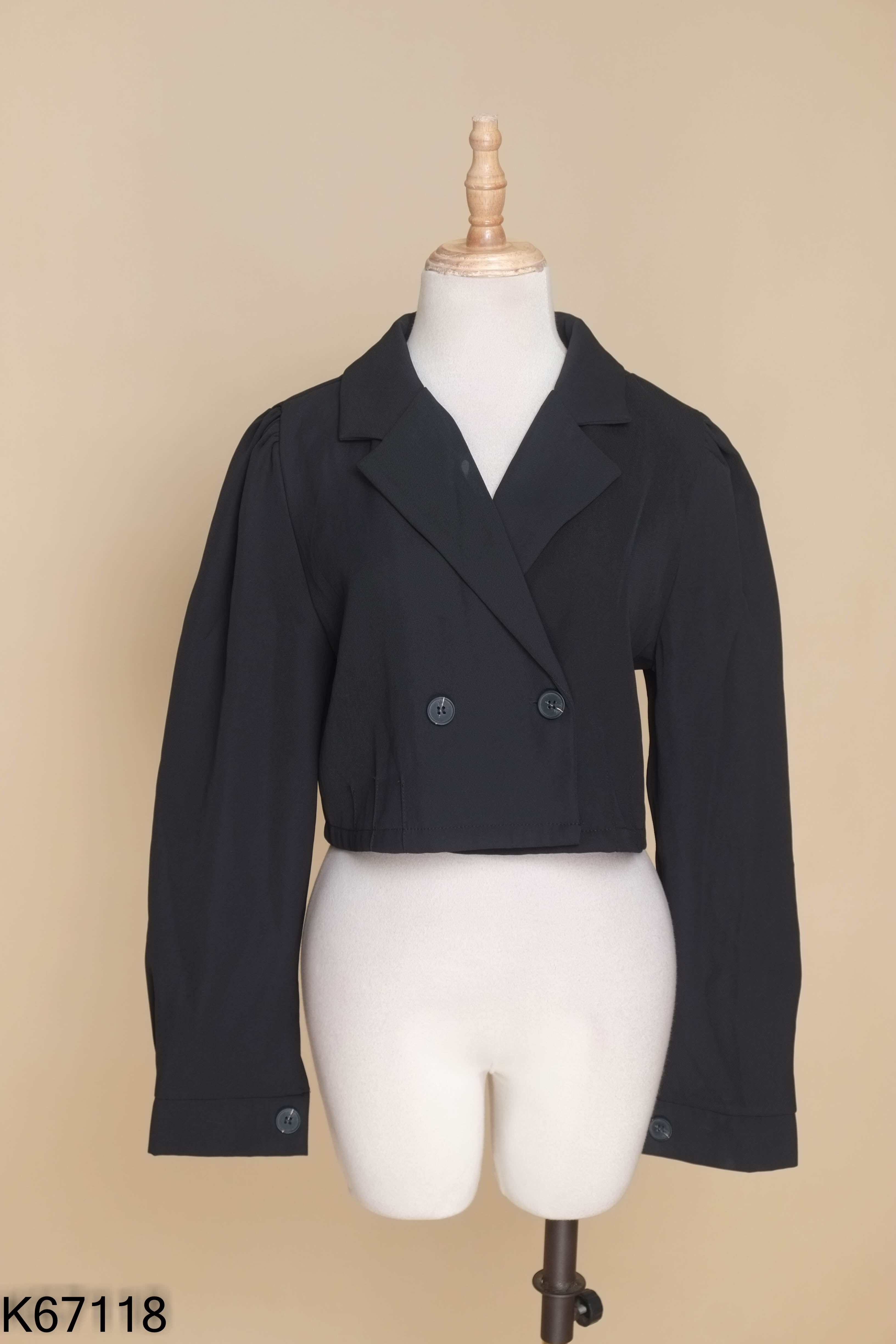 Áo blazer đen trơn croptop