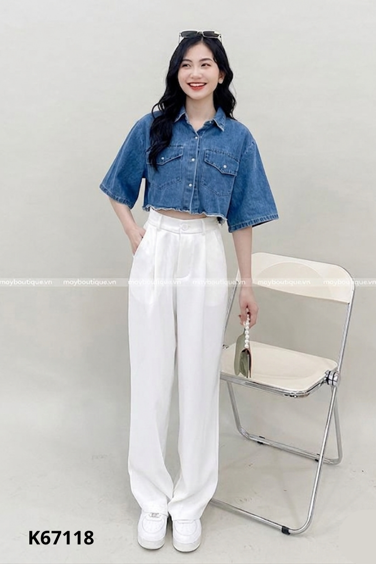 Áo khoác jeans xanh NANA CHIC ngắn