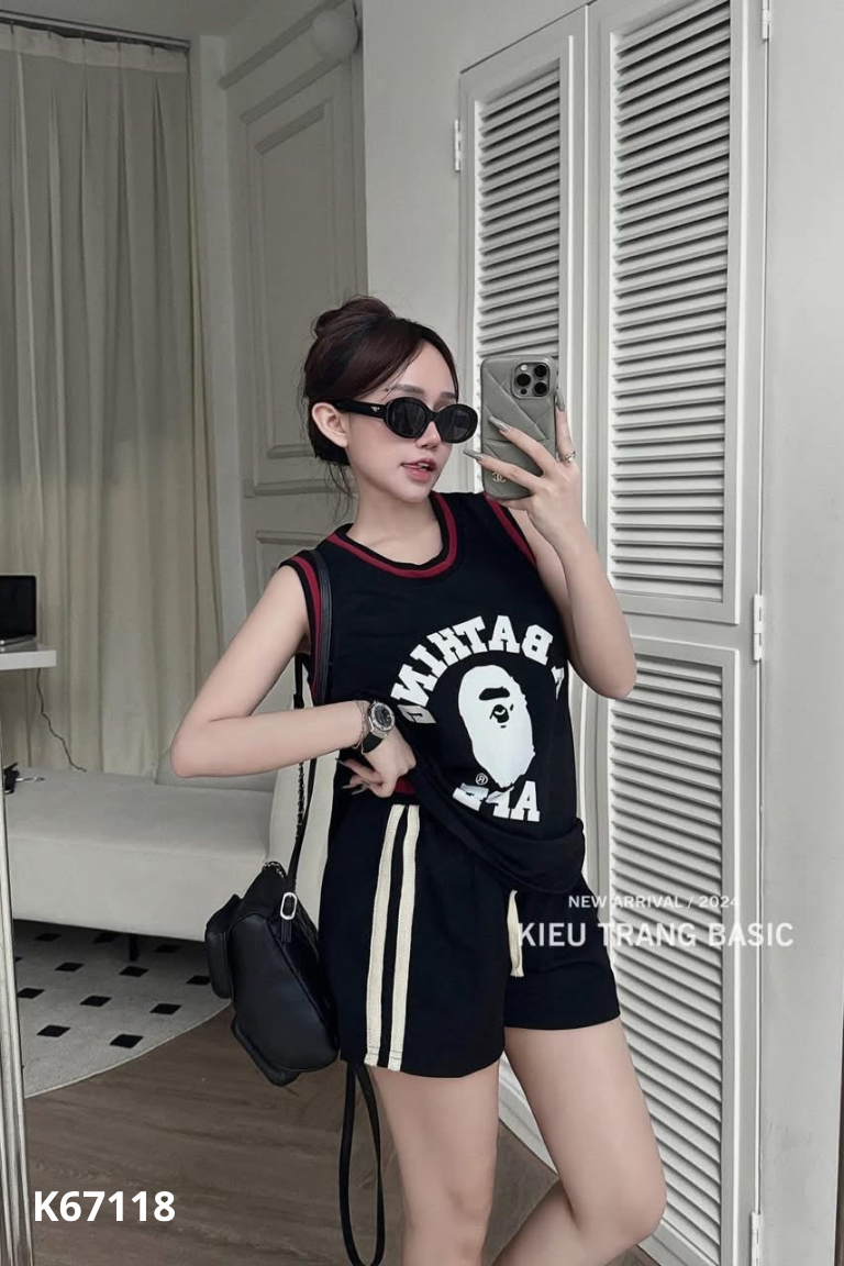 Set bộ đen áo ba lỗ+quần MINA