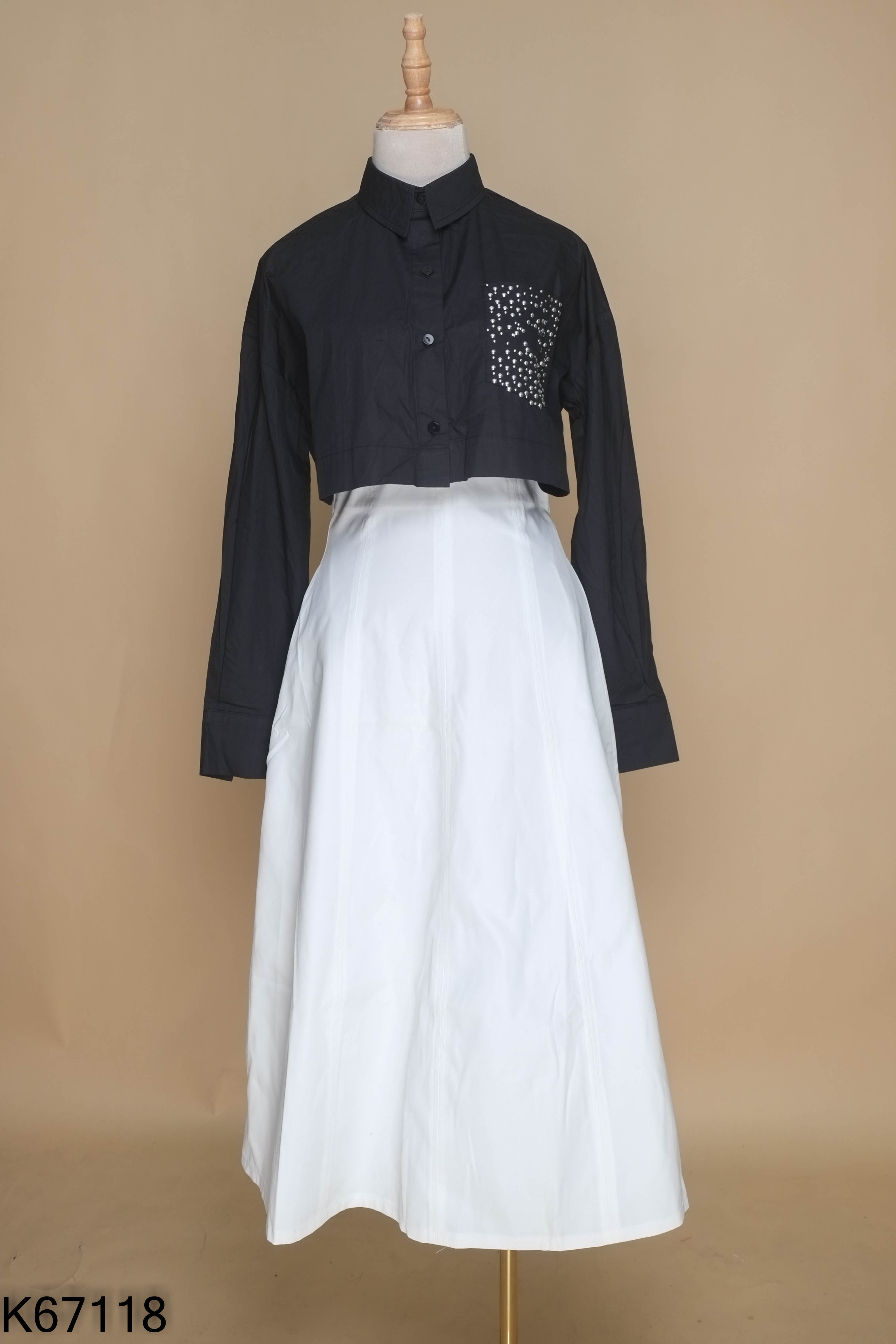 NEWTAG ASHYLEY set áo đen+váy trắng