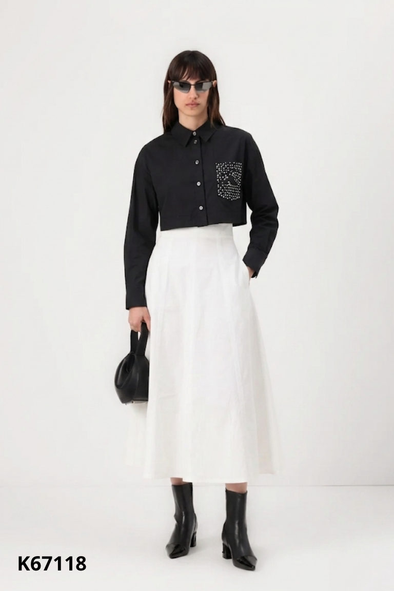 NEWTAG ASHYLEY set áo đen+váy trắng