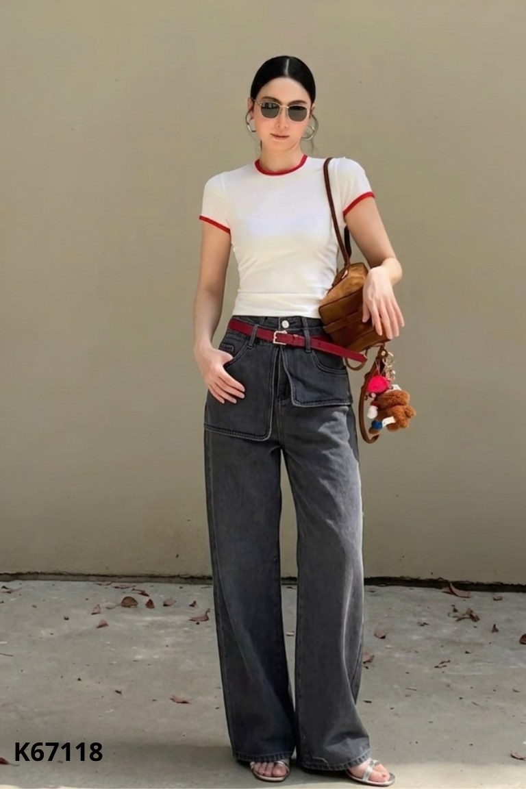 Quần jeans đen suông INL