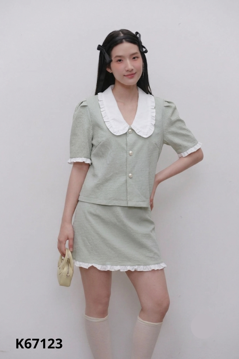 Set Áo xanh đính ngọc TÚ MỠ + Chân váy