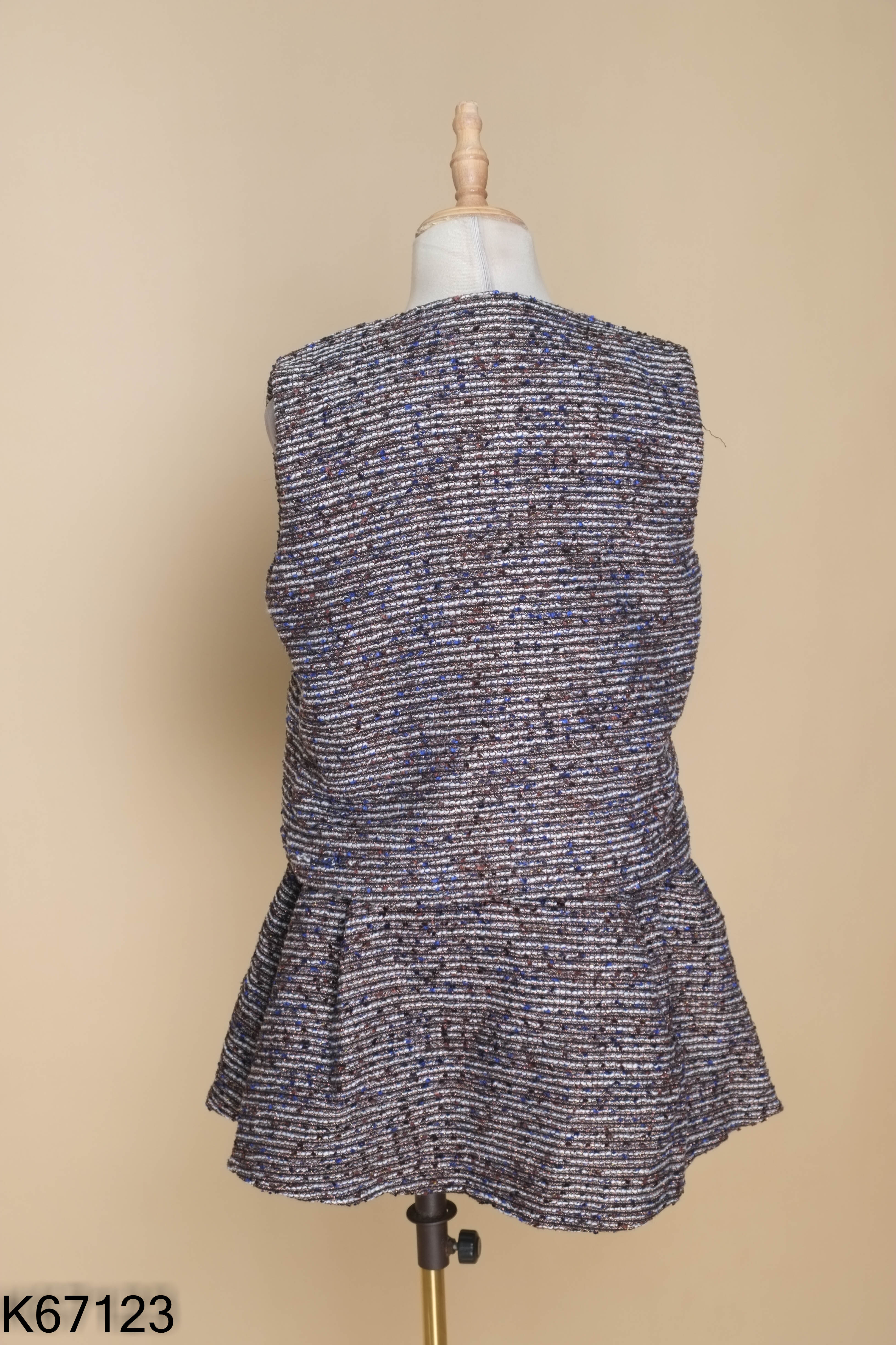 Set Áo gile tweed len đen xanh + Chân váy