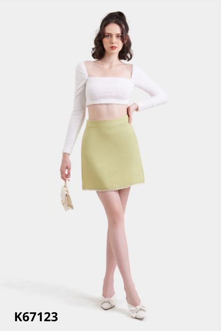 Chân váy MARC xanh cốm viền ngọc
