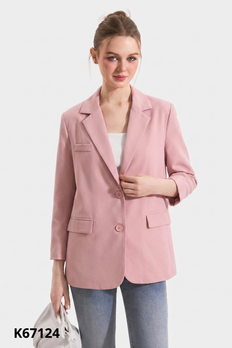 NEWTAG Áo blazer hồng trơn